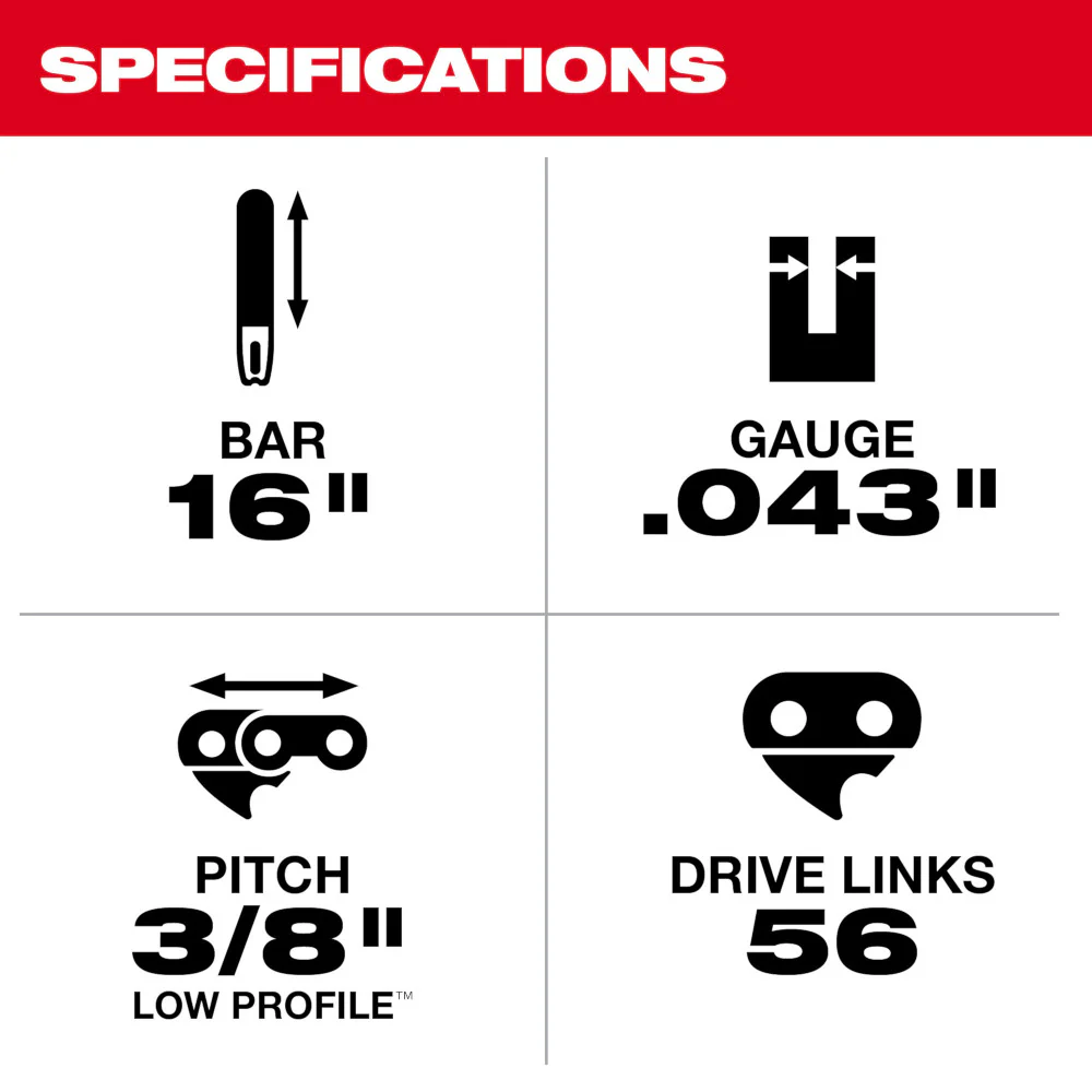 Milwaukee 16" Replacement Chainsaw Chain - Image 3