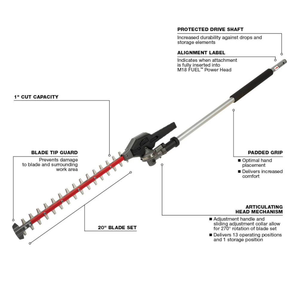 Milwaukee M18 FUEL QUIK-LOK Articulating Hedge Trimmer Attachment - Image 3