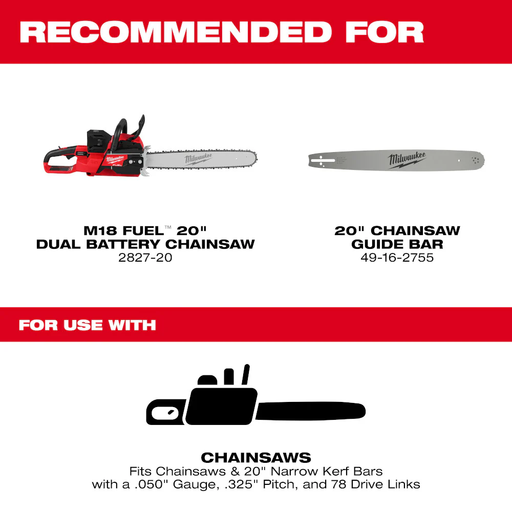 Milwaukee 20" .325" Pitch, .050" Gauge Saw Chain - Image 2