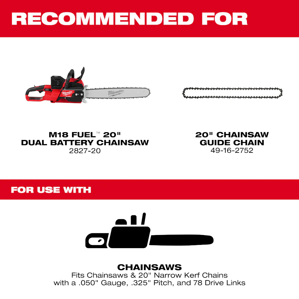 Milwaukee 20" .325" Pitch, .050" Gauge Guide Bar - Image 2