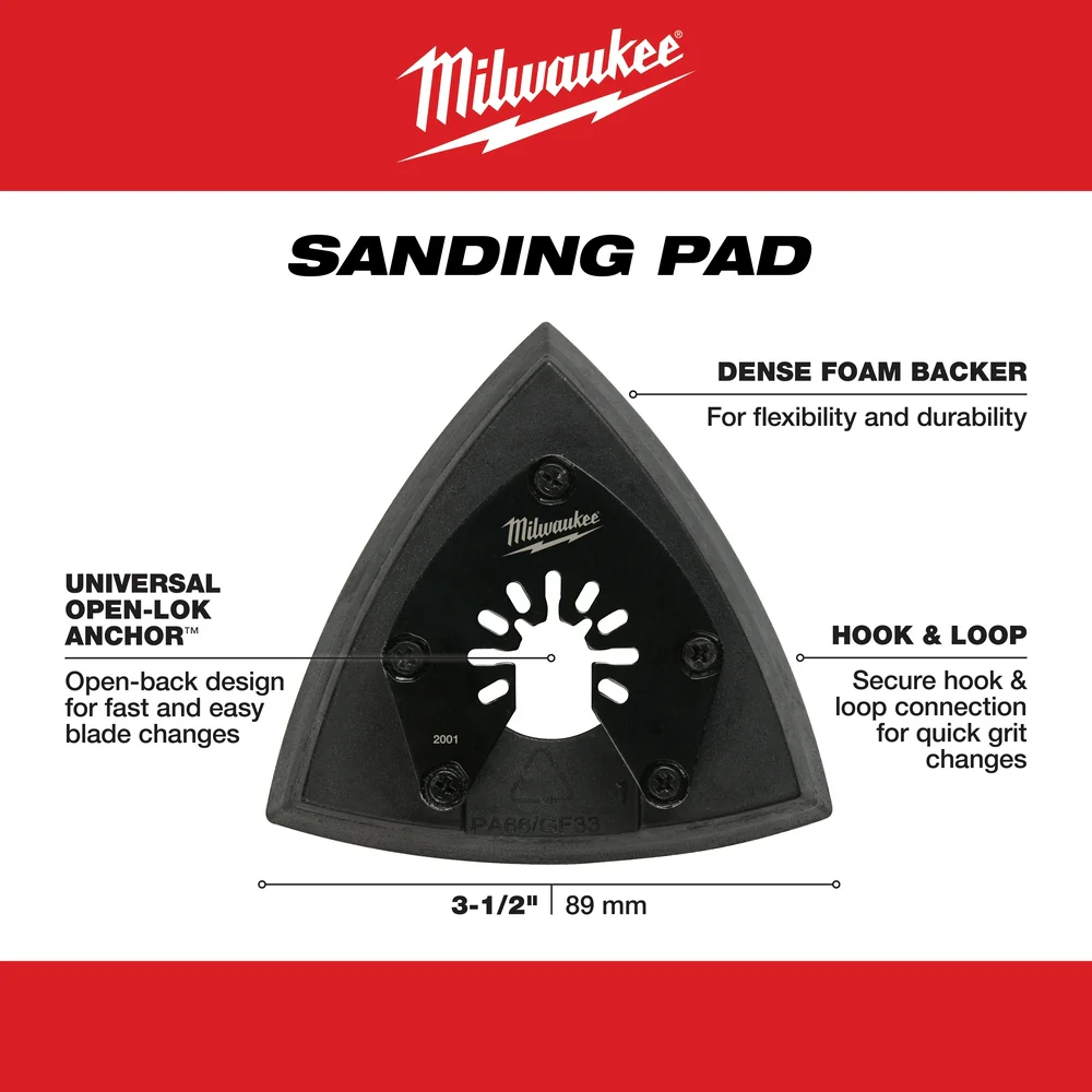 Milwaukee 3-1/2" OPEN-LOK Triangle Sanding Pad - Image 3