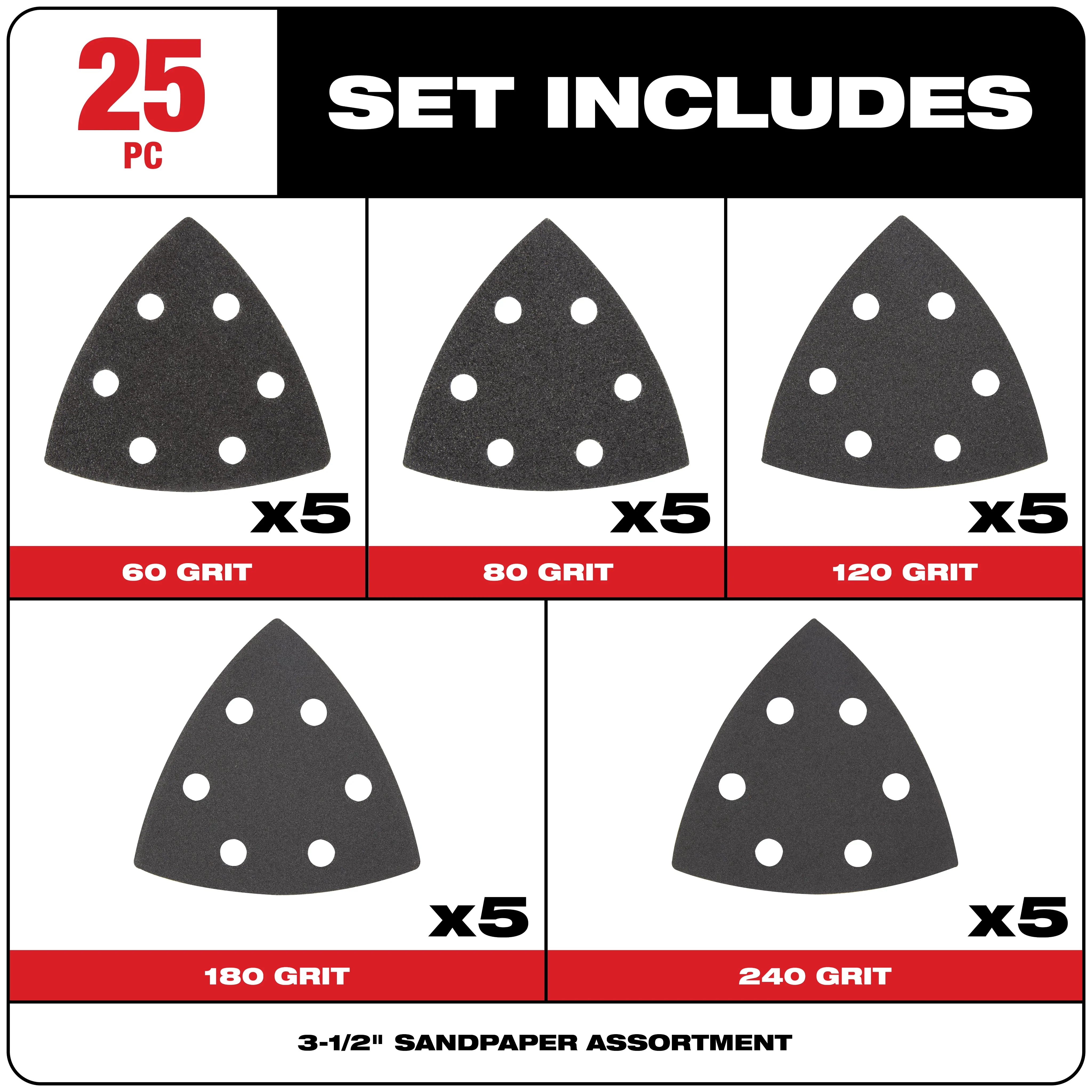 Milwaukee OPEN-LOKâ„¢ 3-1/2" 25PK Triangle Sandpaper Assortment - Image 3