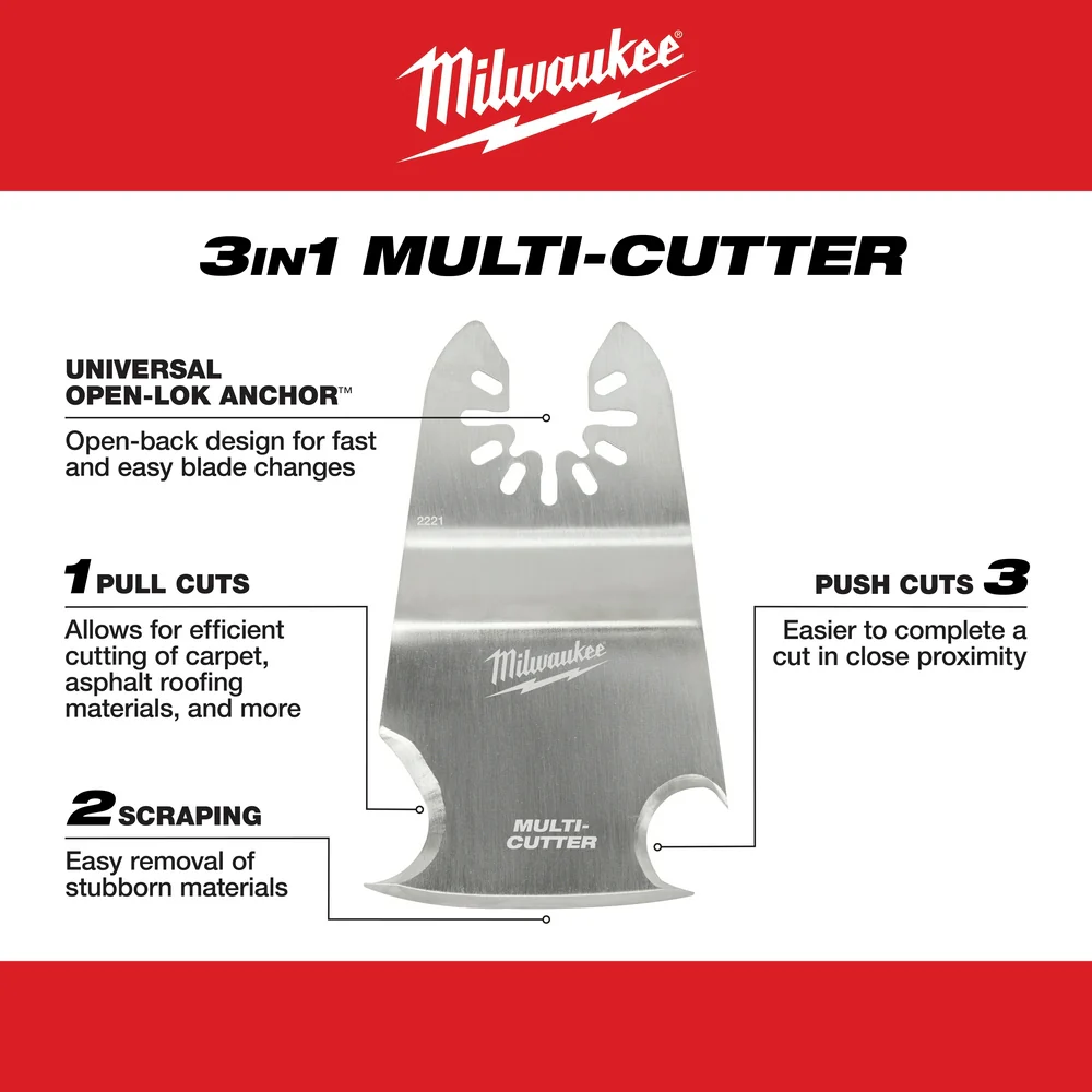 Milwaukee OPEN-LOK 3-In-1 Multi-Cutter Scraper Blade - Image 3