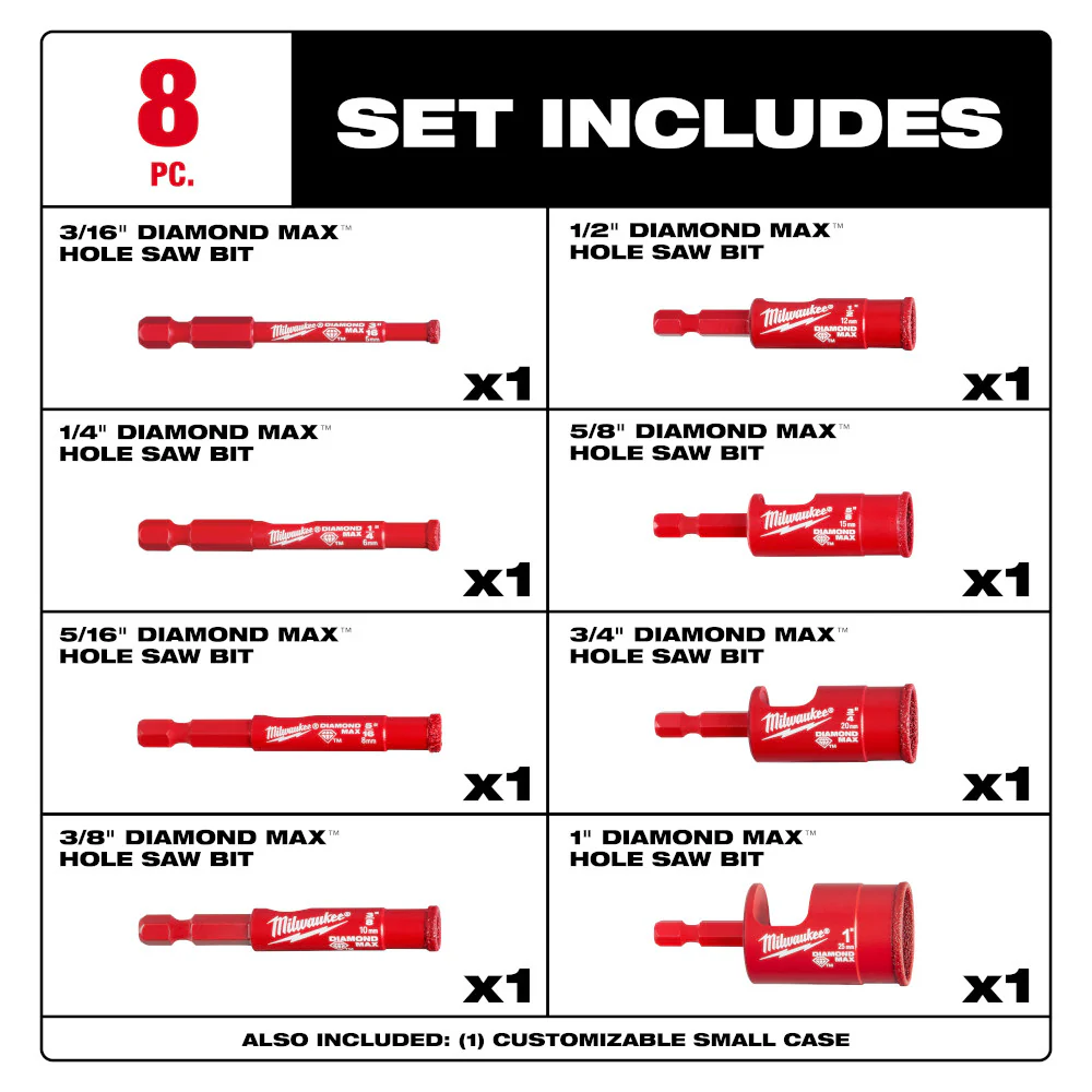 Milwaukee DIAMOND MAX Hole Saw Bit Set - 8 pc. - Image 2
