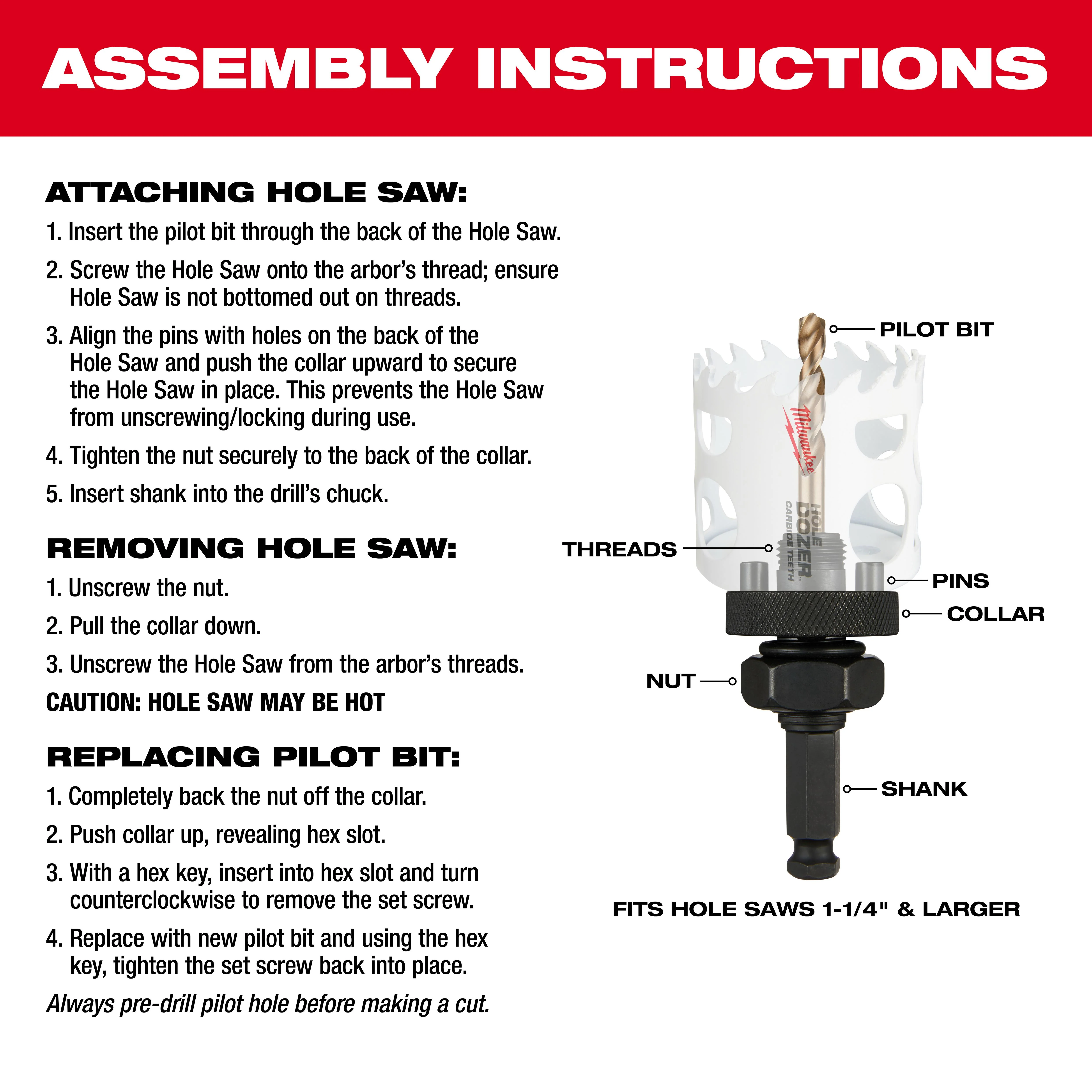 Milwaukee 7/16" Large Thread Quick Change Arbor - Image 3
