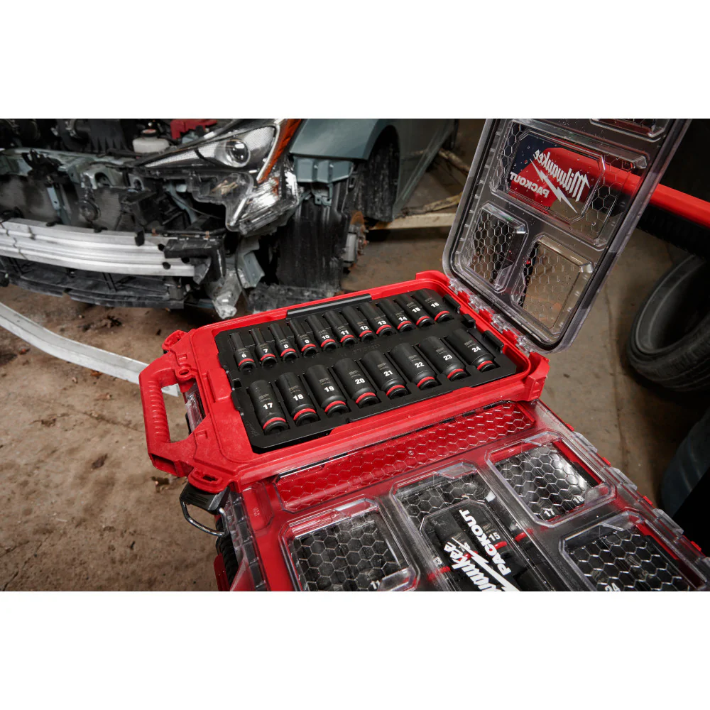 Milwaukee 19PC SHOCKWAVE Impact Duty PACKOUT 3/8" Drive Socket Set - Metric - Image 11