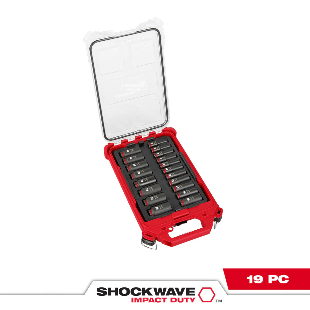 Milwaukee 19PC SHOCKWAVE Impact Duty PACKOUT 3/8" Drive Socket Set - Metric - Image 2