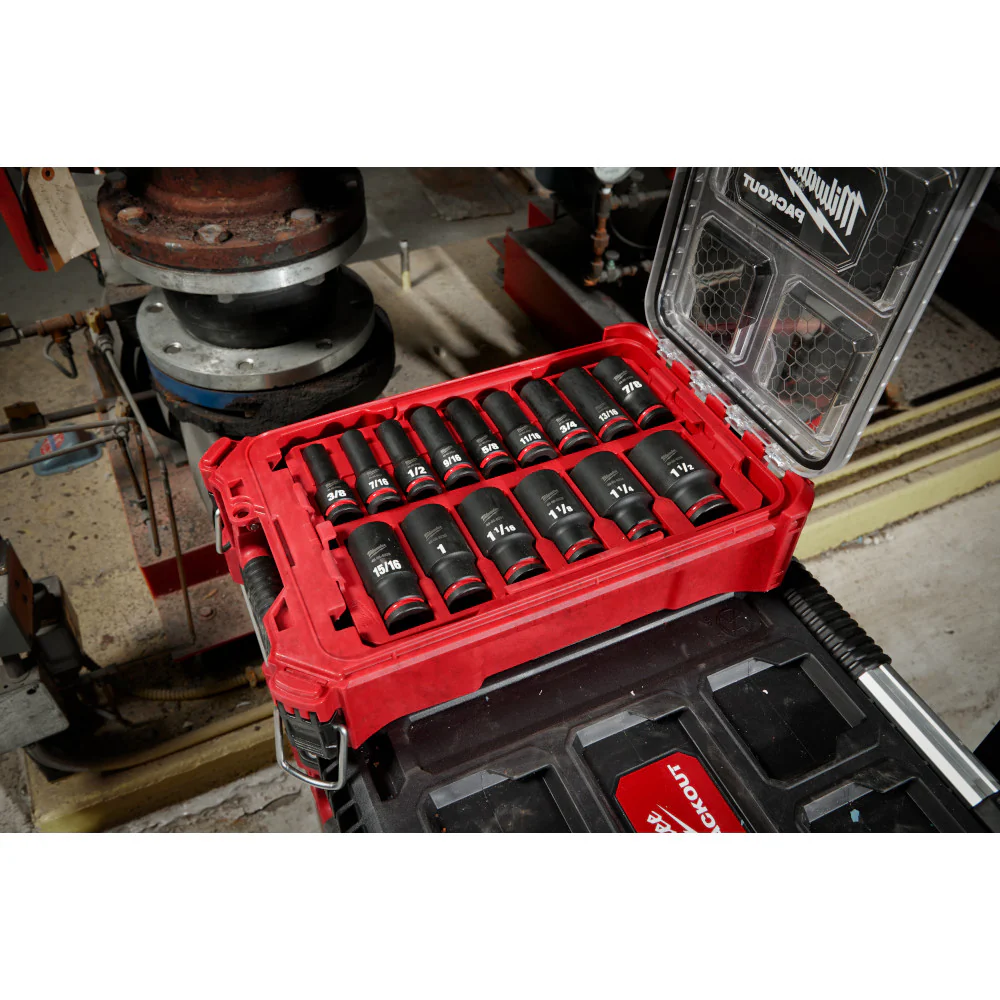 Milwaukee 15PC SHOCKWAVE Impact Duty PACKOUT 1/2" Drive Socket Set - SAE - Image 11