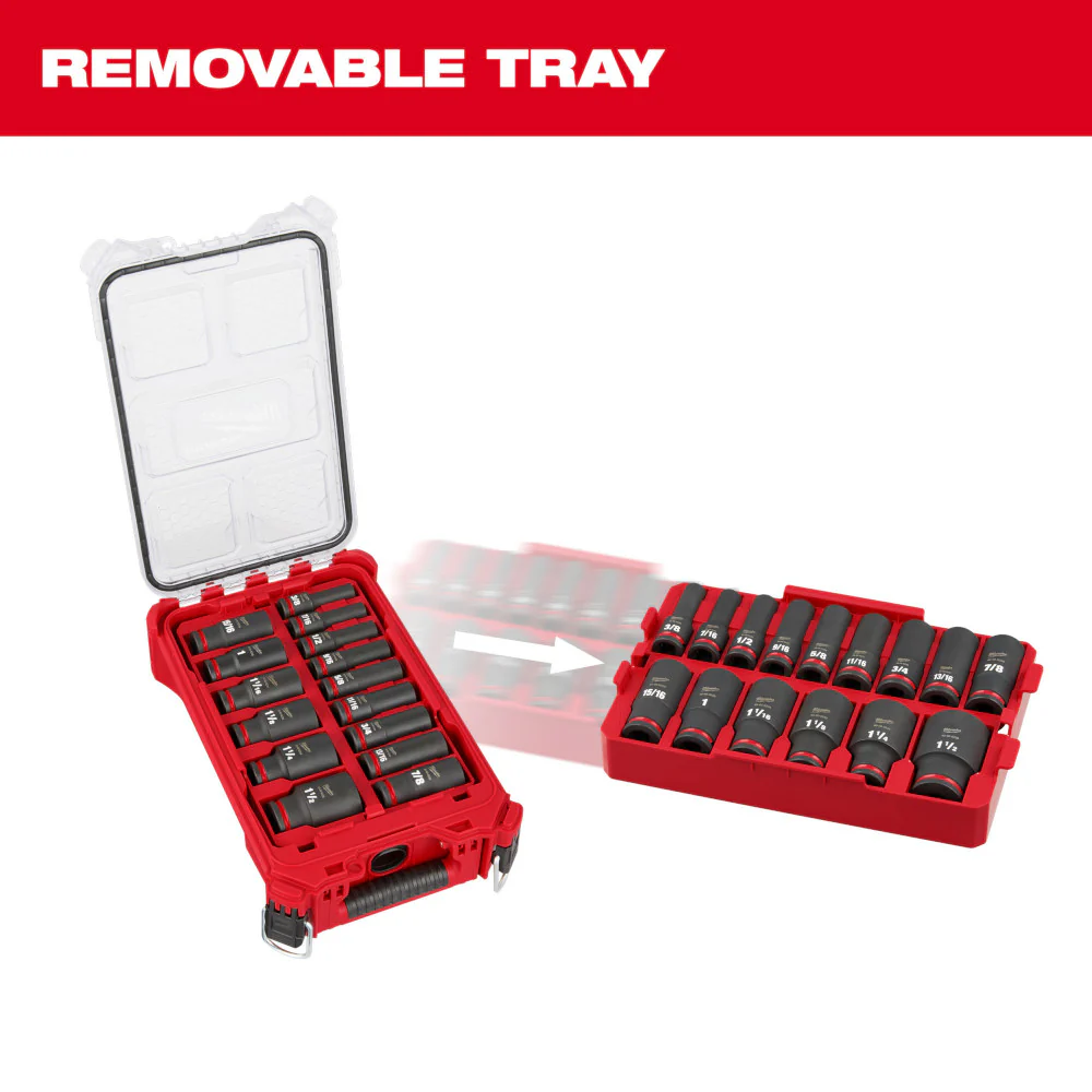 Milwaukee 15PC SHOCKWAVE Impact Duty PACKOUT 1/2" Drive Socket Set - SAE - Image 9