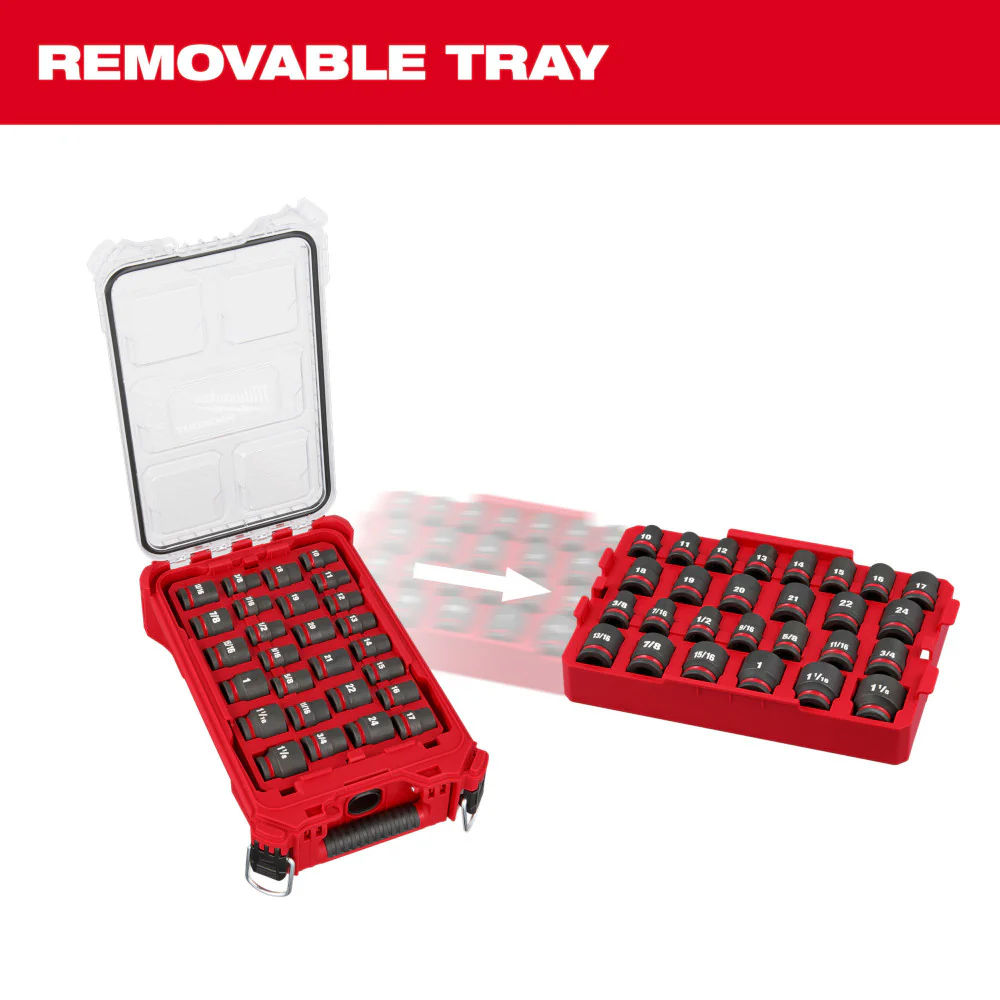 Milwaukee PACKOUT 27 pc. SAE/Metric SHOCKWAVE Impact Socket Set 1/2" Drive - Image 9