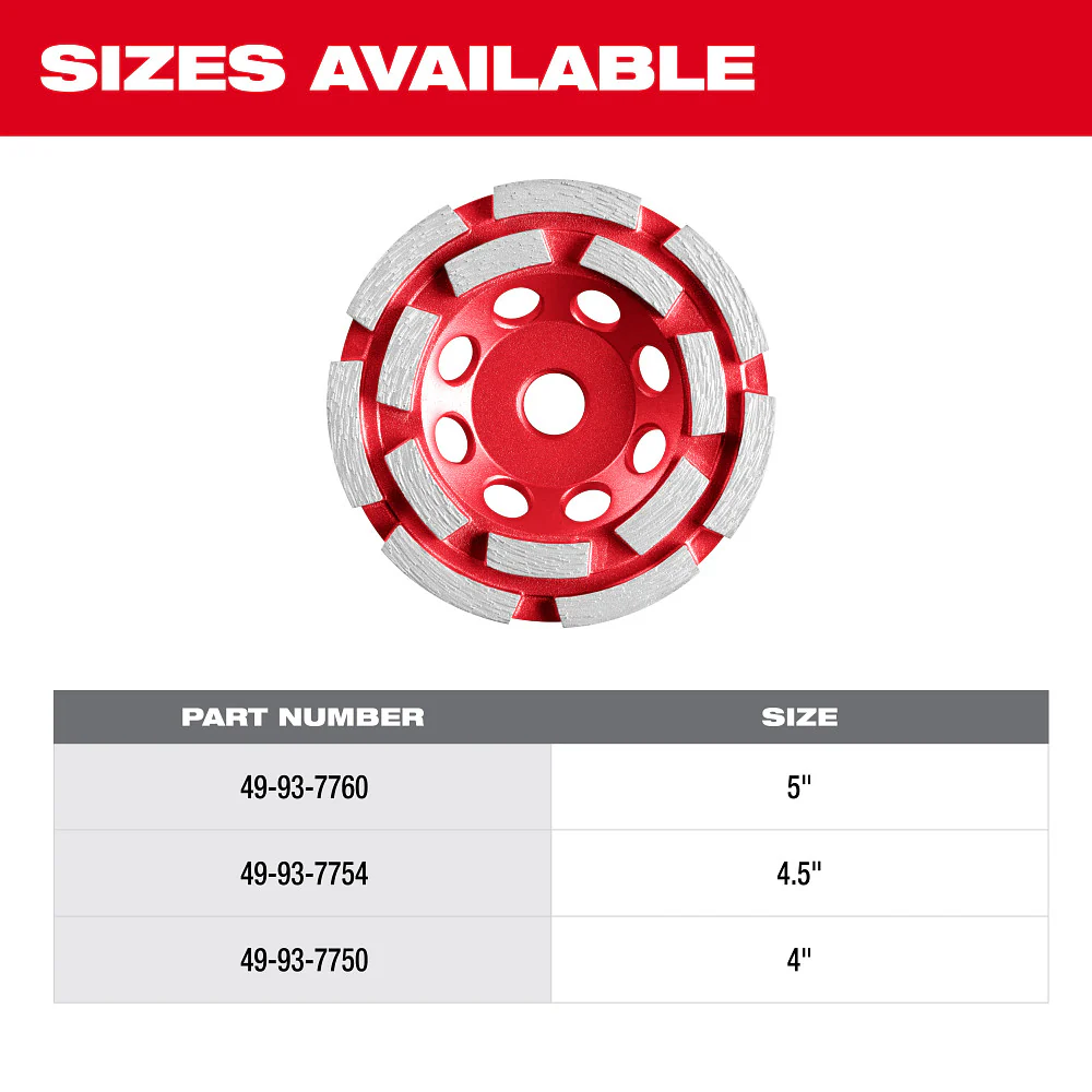Milwaukee DIAMOND MAX Double Row Diamond Cup Wheel - 4-1/2" - Image 6