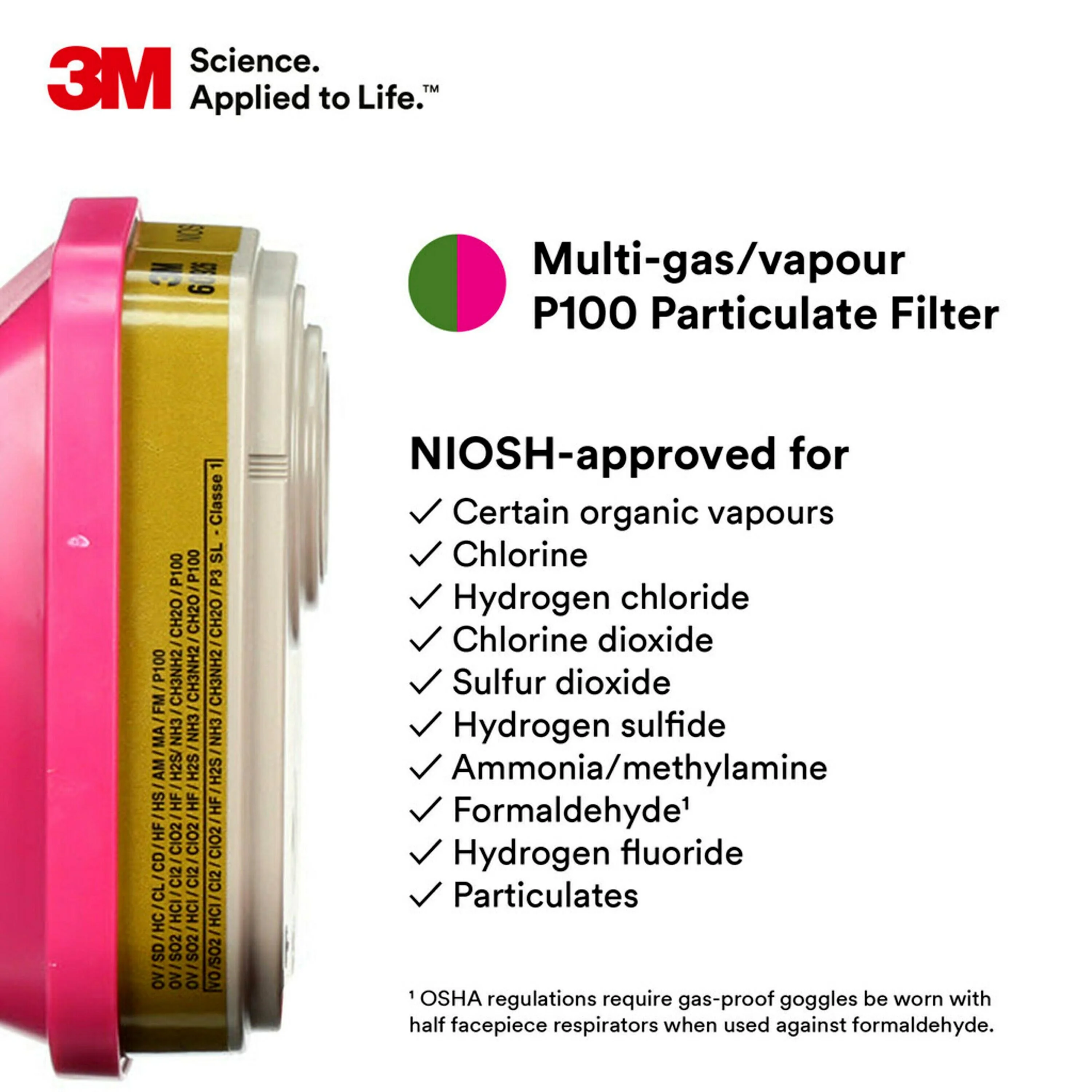 3M™ Pair Of Multi-Gas/Vapour Cartridge w/ P100 Filter - Image 5