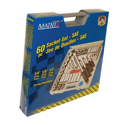 Tooltech 60 pc. SAE Socket Set - 1/4", 3/8", 1/2" Drive
