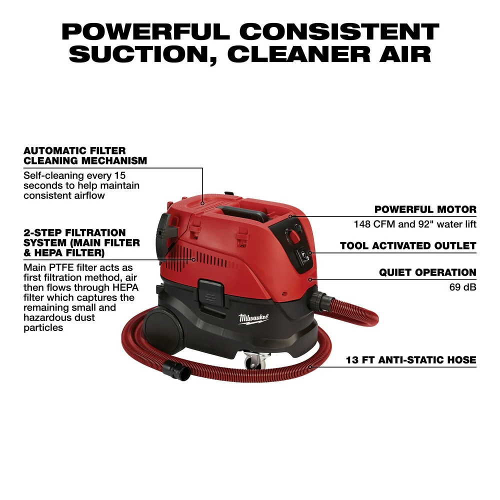 Milwaukee 8 gal. HEPA Dust Extractor - Image 3