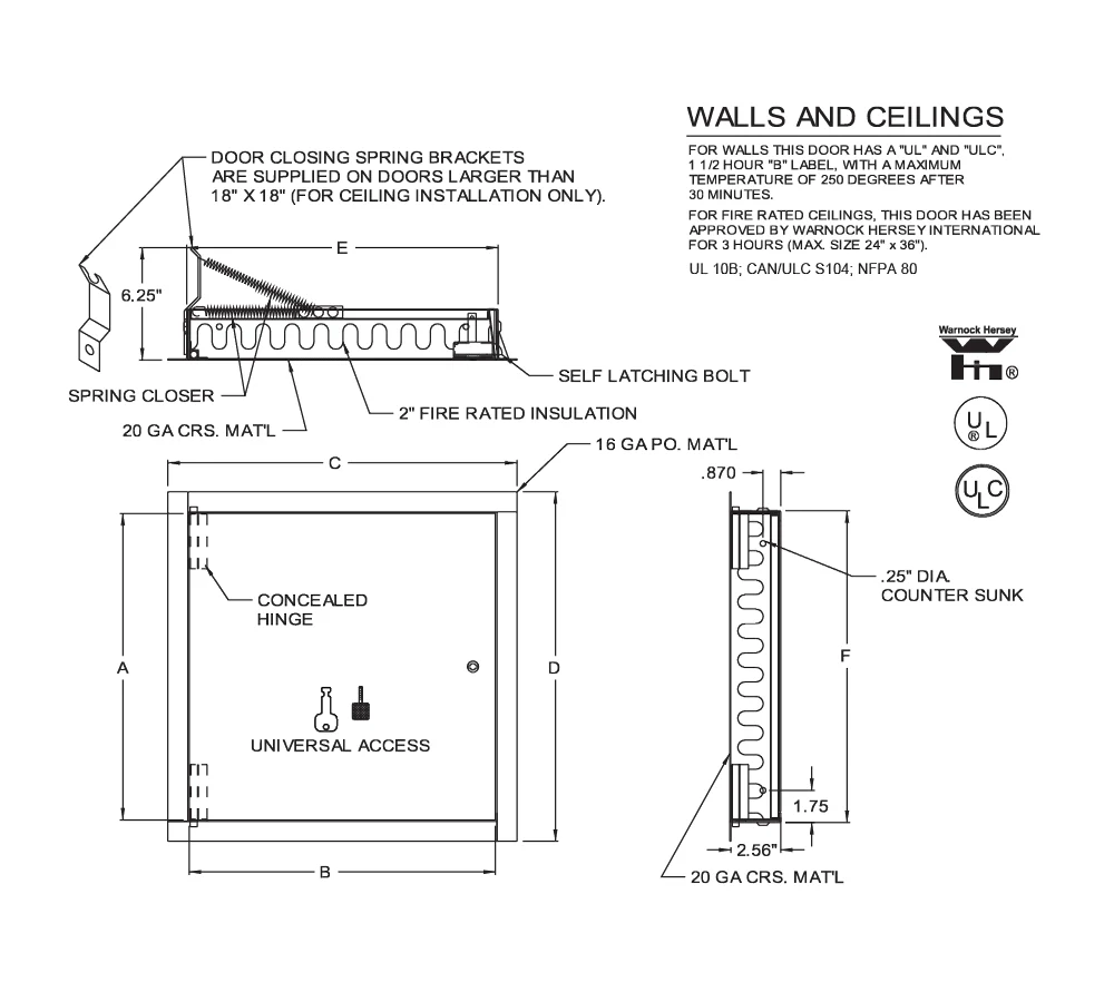 Acudor FW-5050 Fire Rated Insulated Metal Access Door - Image 4