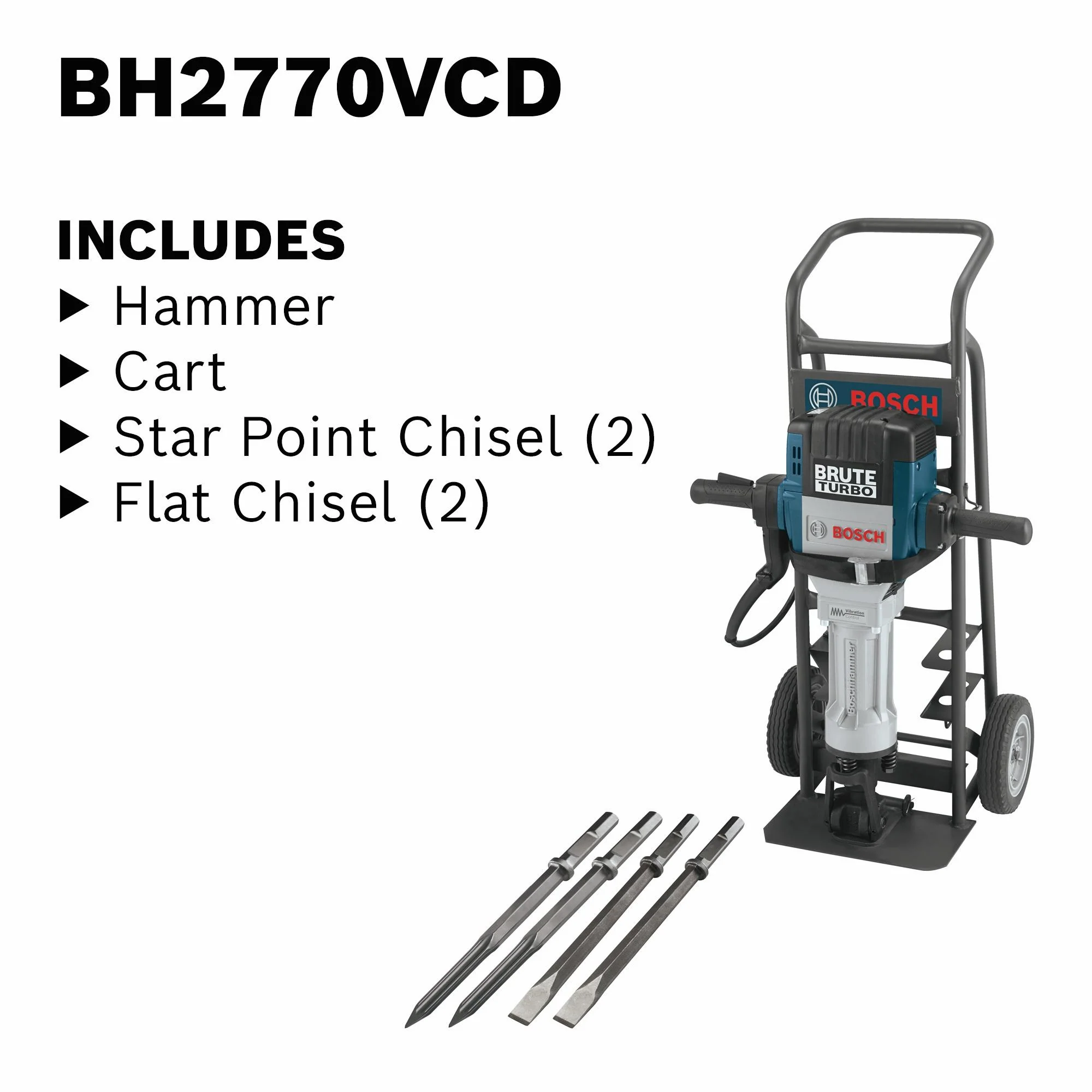 Bosch Brute Turbo 1-1/8" Hex Breaker Hammer With Deluxe Cart - Image 12