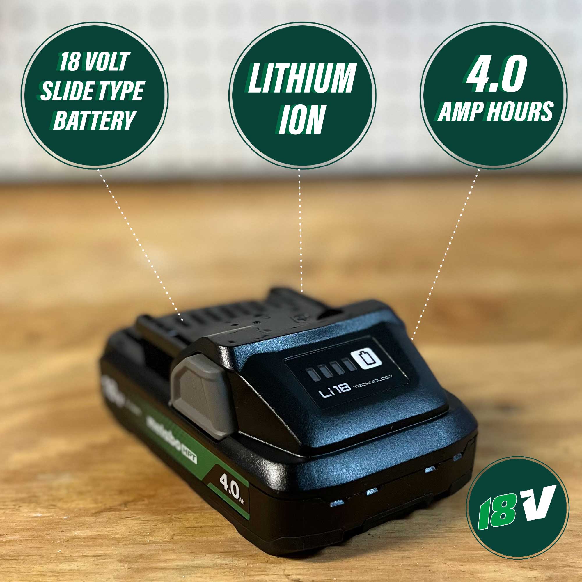 Metabo HPT 18V Lithium-Ion Battery w/ Fuel Indicator - 4.0Ah - Image 3