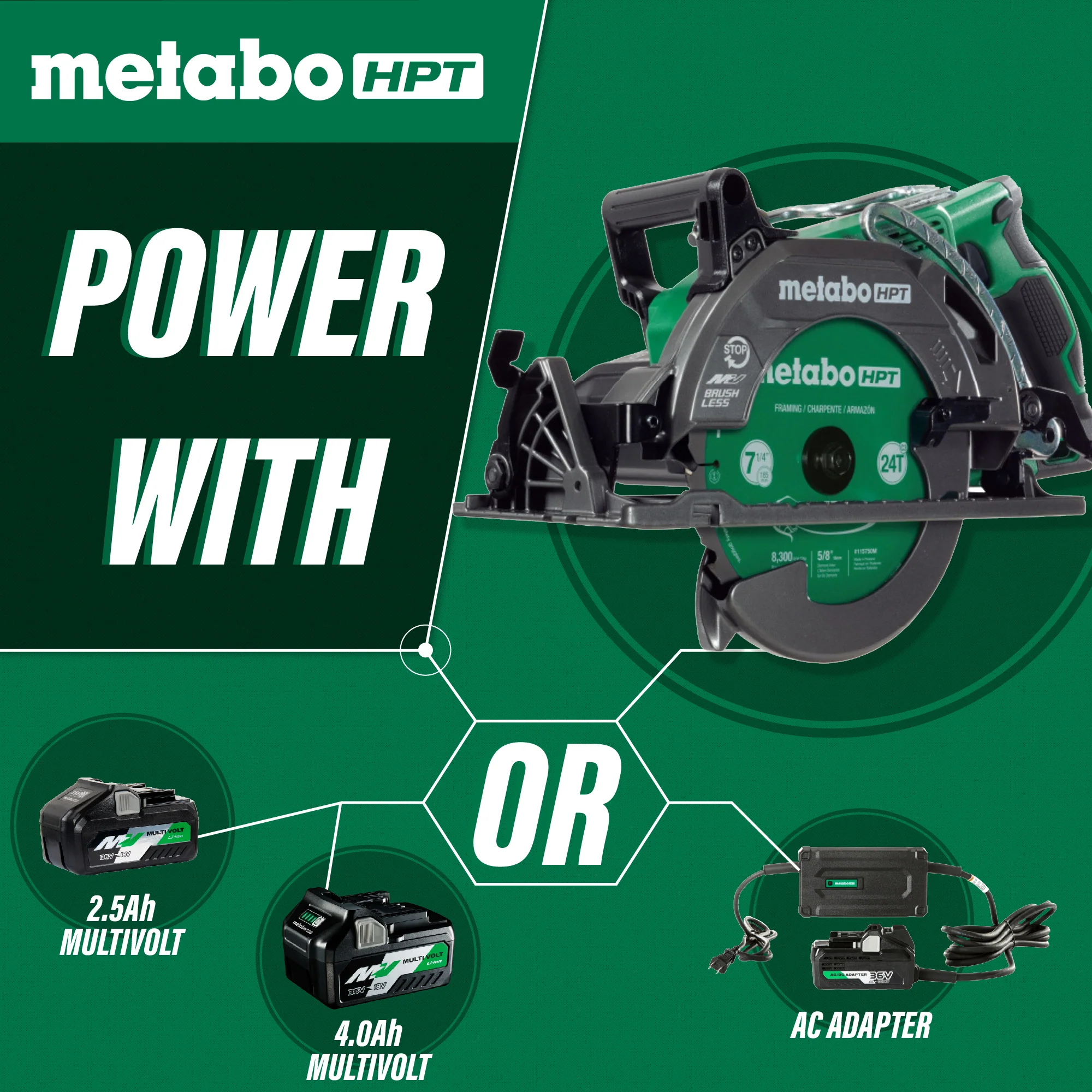 Metabo 36V MultiVolt 7-1/4" Rear Handle Cordless Circular Saw Kit - Image 3