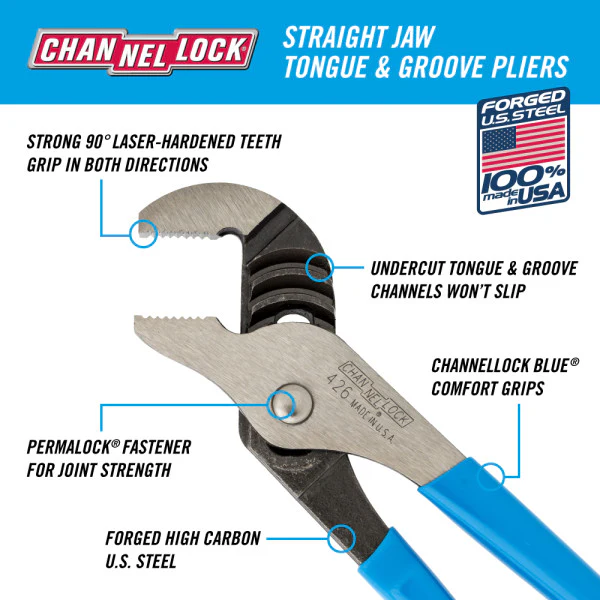 Channellock Straight Jaw Tongue & Groove Pliers - Image 12