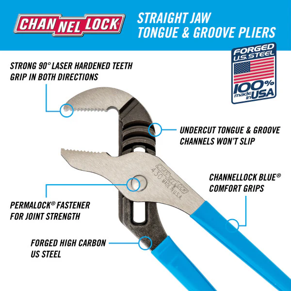 Channellock Straight Jaw Tongue & Groove Pliers - Image 18