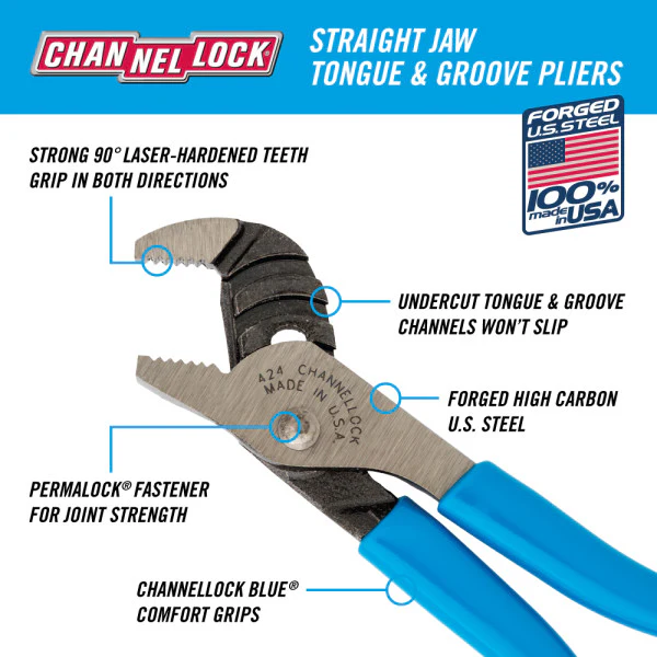 Channellock Straight Jaw Tongue & Groove Pliers - Image 8