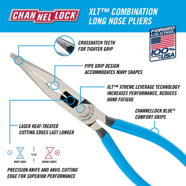 Channellock XLT Combination Long Nose Pliers With Cutter - Image 5
