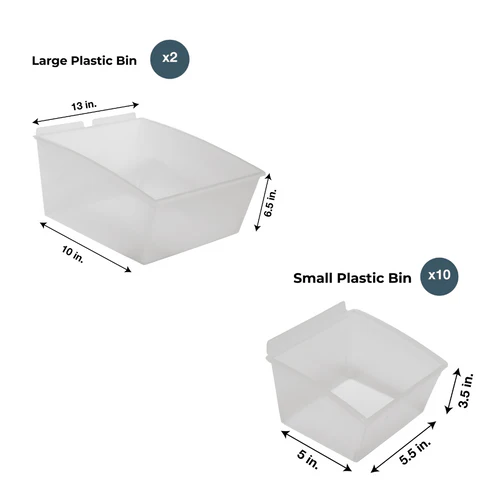 Crownwall 12 Piece Plastic Bin Kit Slatwall Accessory - Image 4