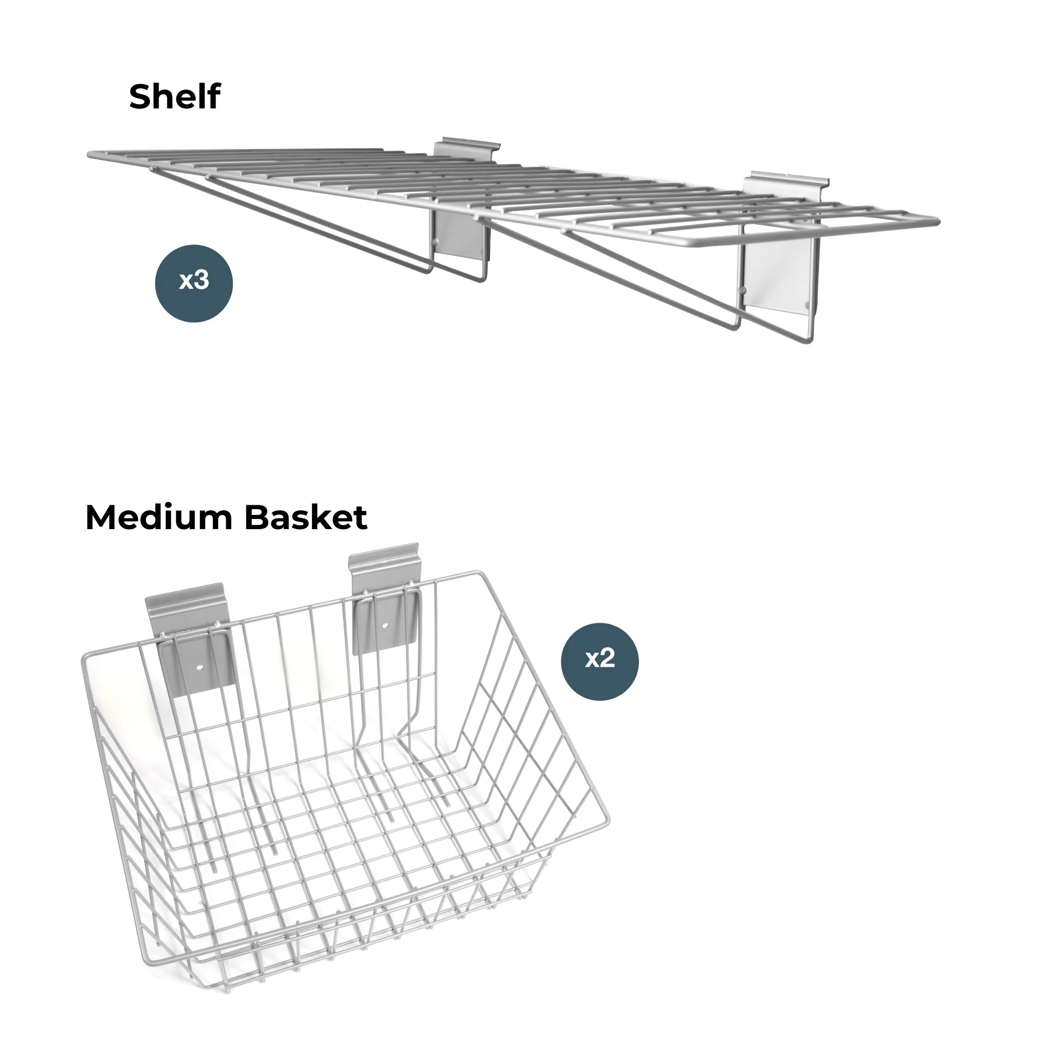 Crownwall 5 Piece Shelf & Basket Kit Slatwall Accessory - Image 3