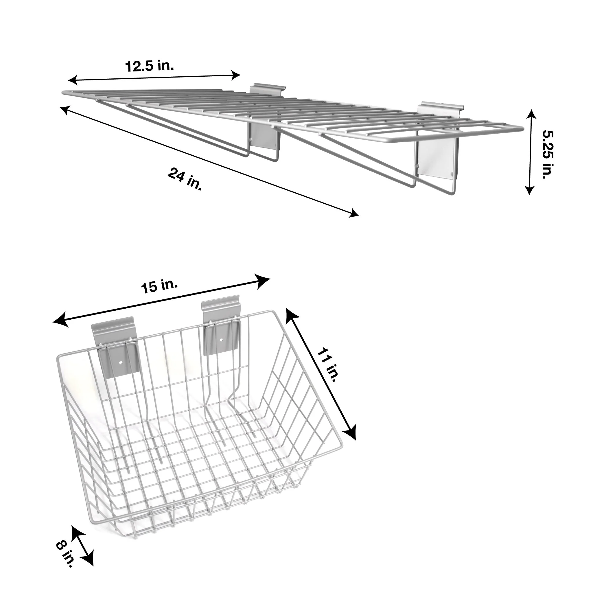 Crownwall 5 Piece Shelf & Basket Kit Slatwall Accessory - Image 4