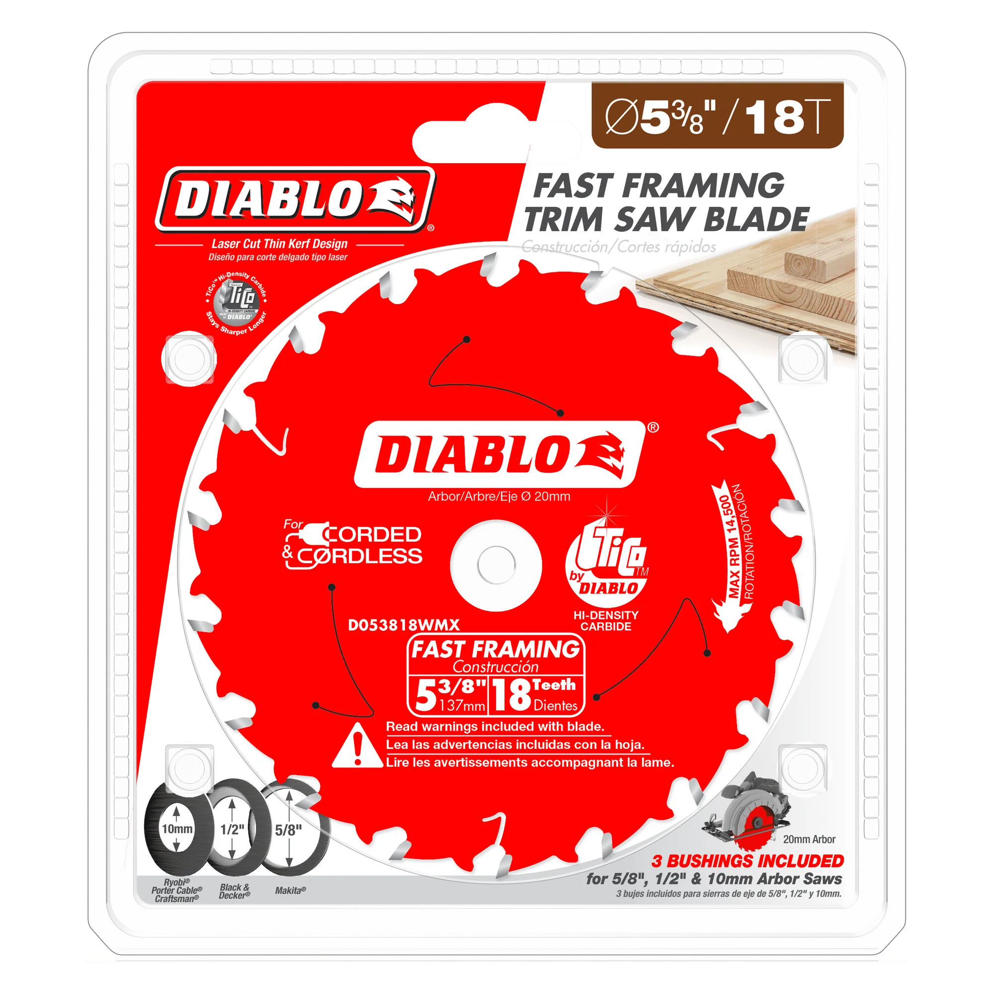 Diablo 5-3/8" x 18T Fast Framing Saw Blade For Wood - Image 2