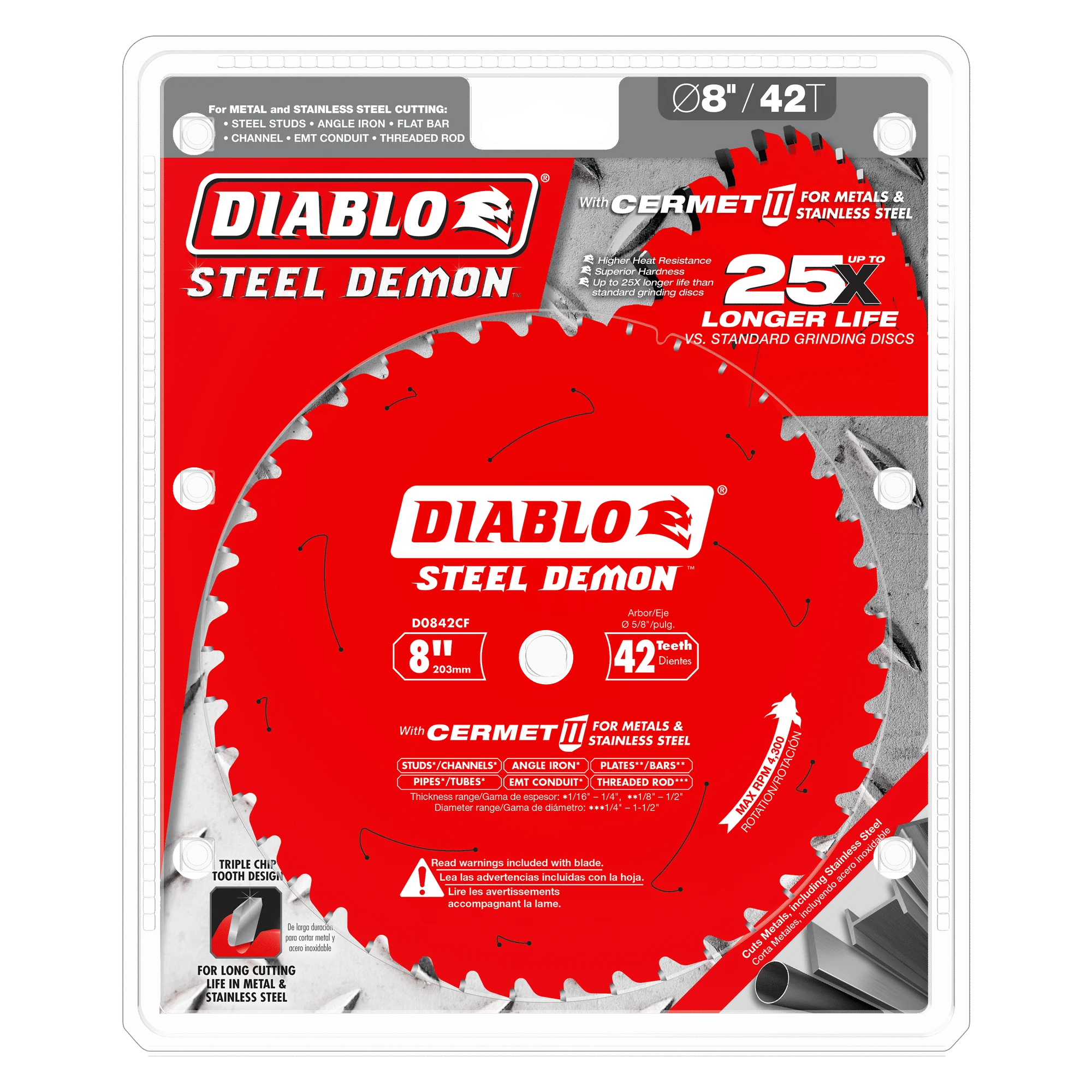 Diablo 8" x 42T Steel Demon™ Cermet II Saw Blade For Thick Metal - Image 2