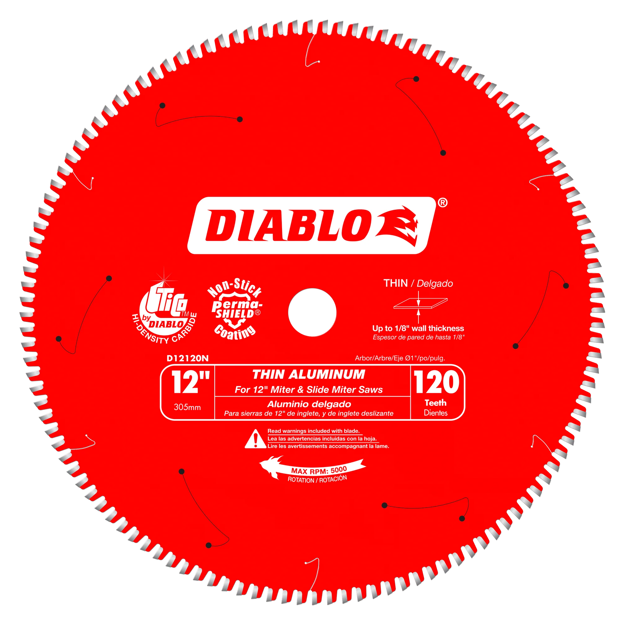 Diablo 12" x 120T Aluminum Saw Blade For Thin Non-Ferrous Metal
