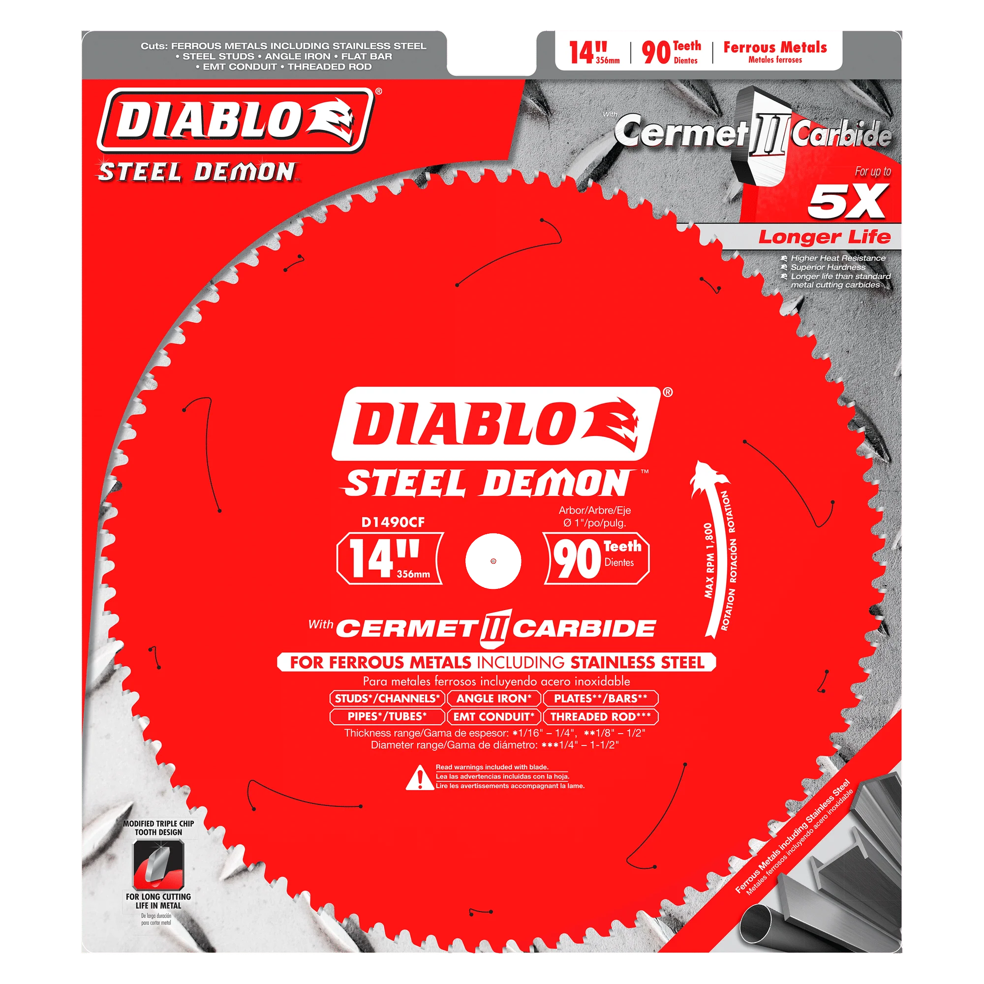 Diablo 14" x 90T Steel Demon™ Cermet II Saw Blade For Thin Metal - Image 2