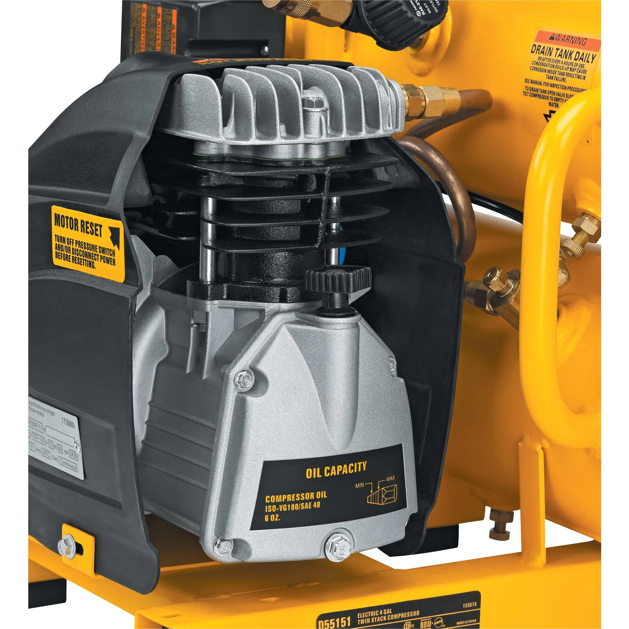 DeWalt 1.1 HP Continuous Twin Tank 4 Gallon Electric Hand Carry Compressor - Image 5