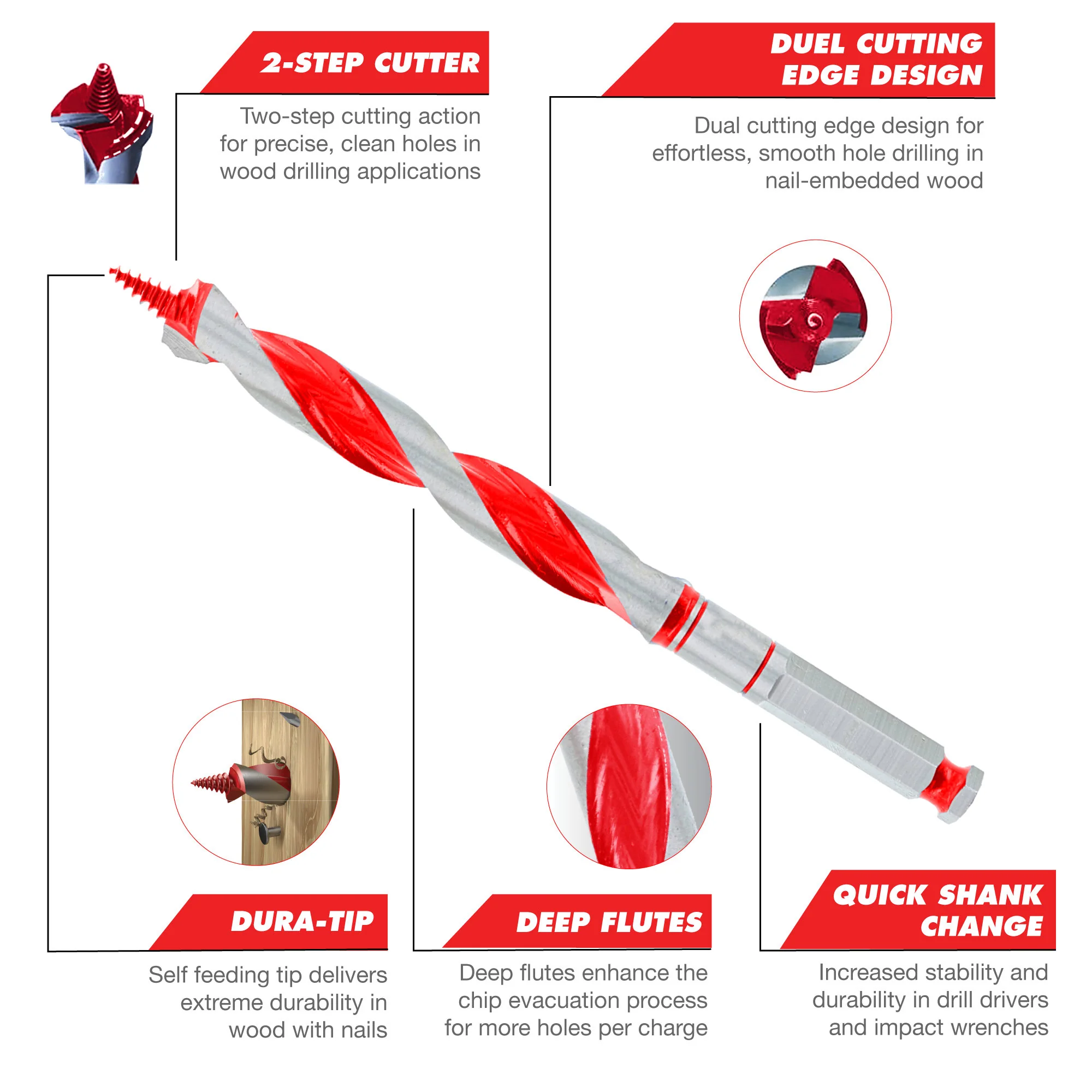 Diablo Auger Wood Drill Bit - 11/16" x 17.5" - Image 3