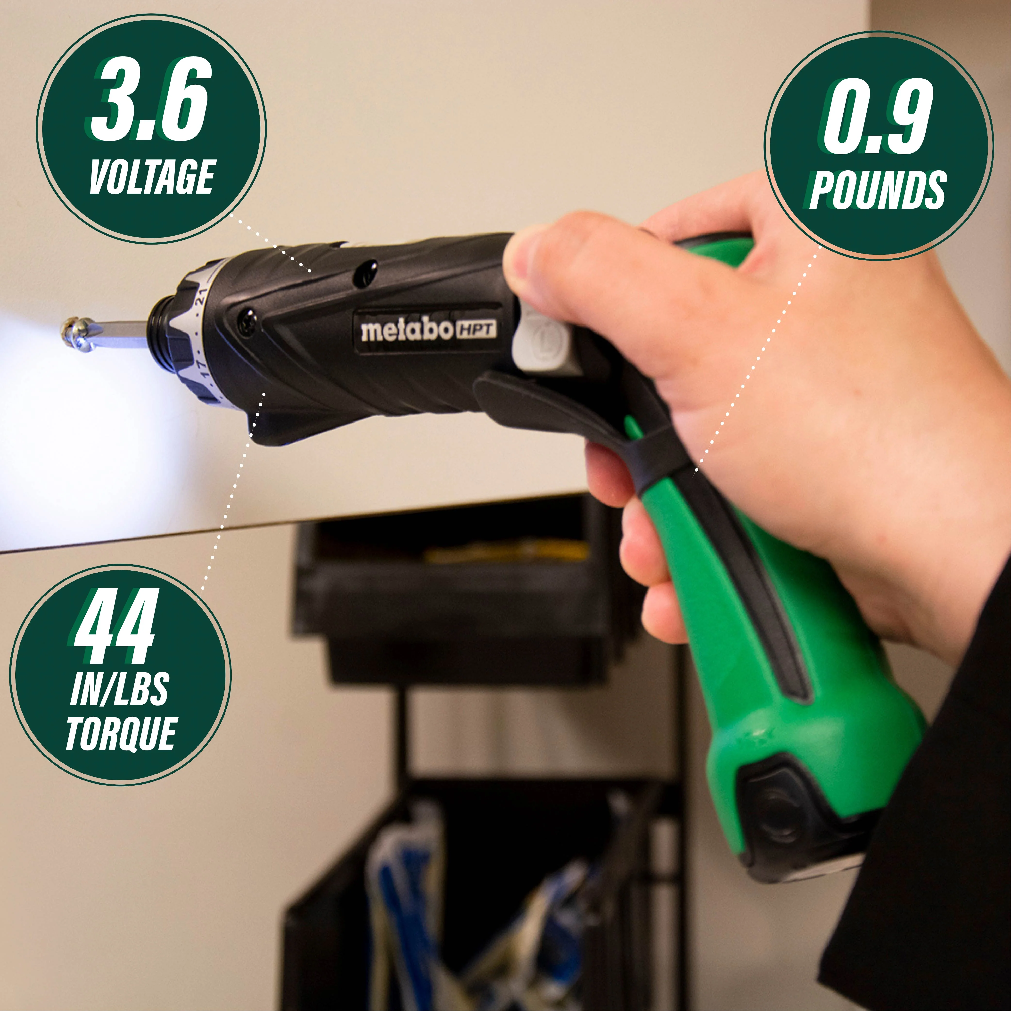 Metabo 3.6V Lithium-Ion 1/4" Hex Drive Screwdriver Kit - Image 2