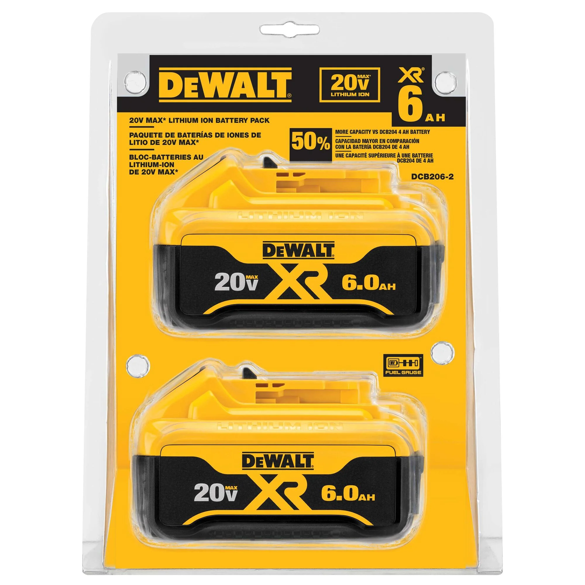 DeWalt 2PK 20V MAX XR Li-Ion Battery - 6.0Ah - Image 2