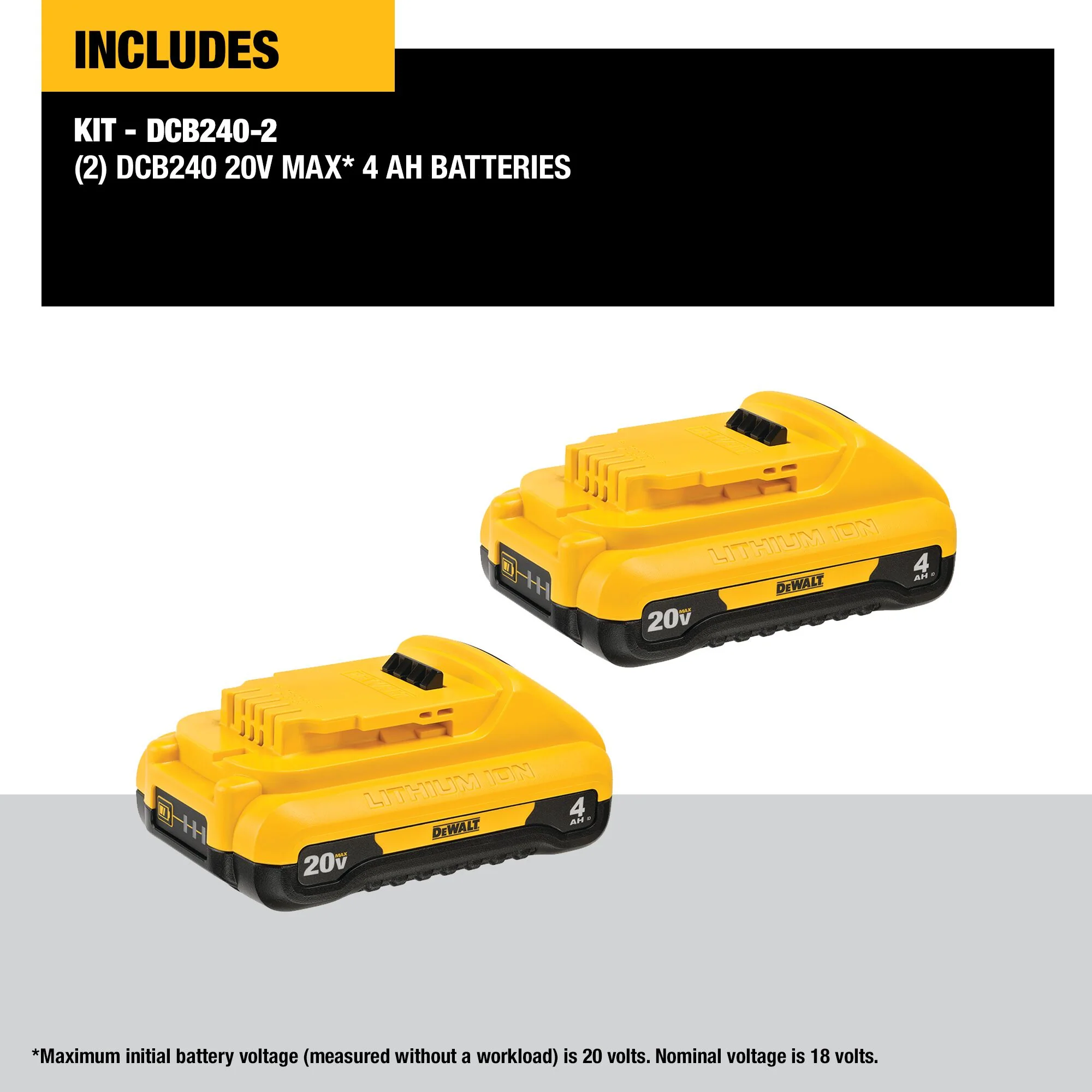 Dewalt 2PK 20V Max XR Compact Li-ion Battery - 4.0Ah - Image 2