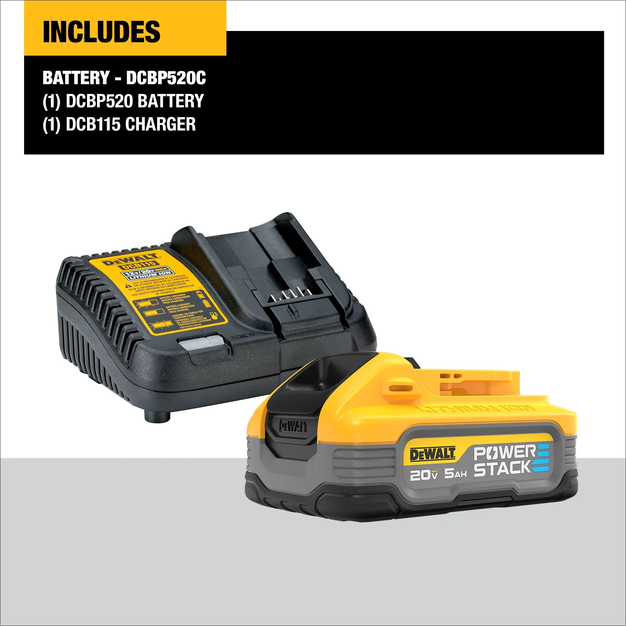 DeWalt 20V POWERSTACK 5.0Ah Battery/Charger Kit - Image 2