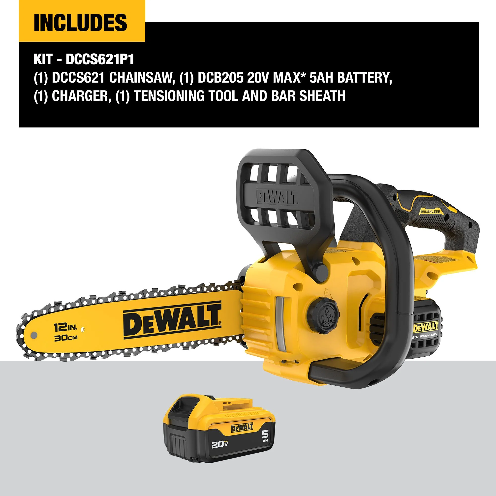 DeWalt 20V MAX 12" Li-ion Brushless Chainsaw Kit - Image 4