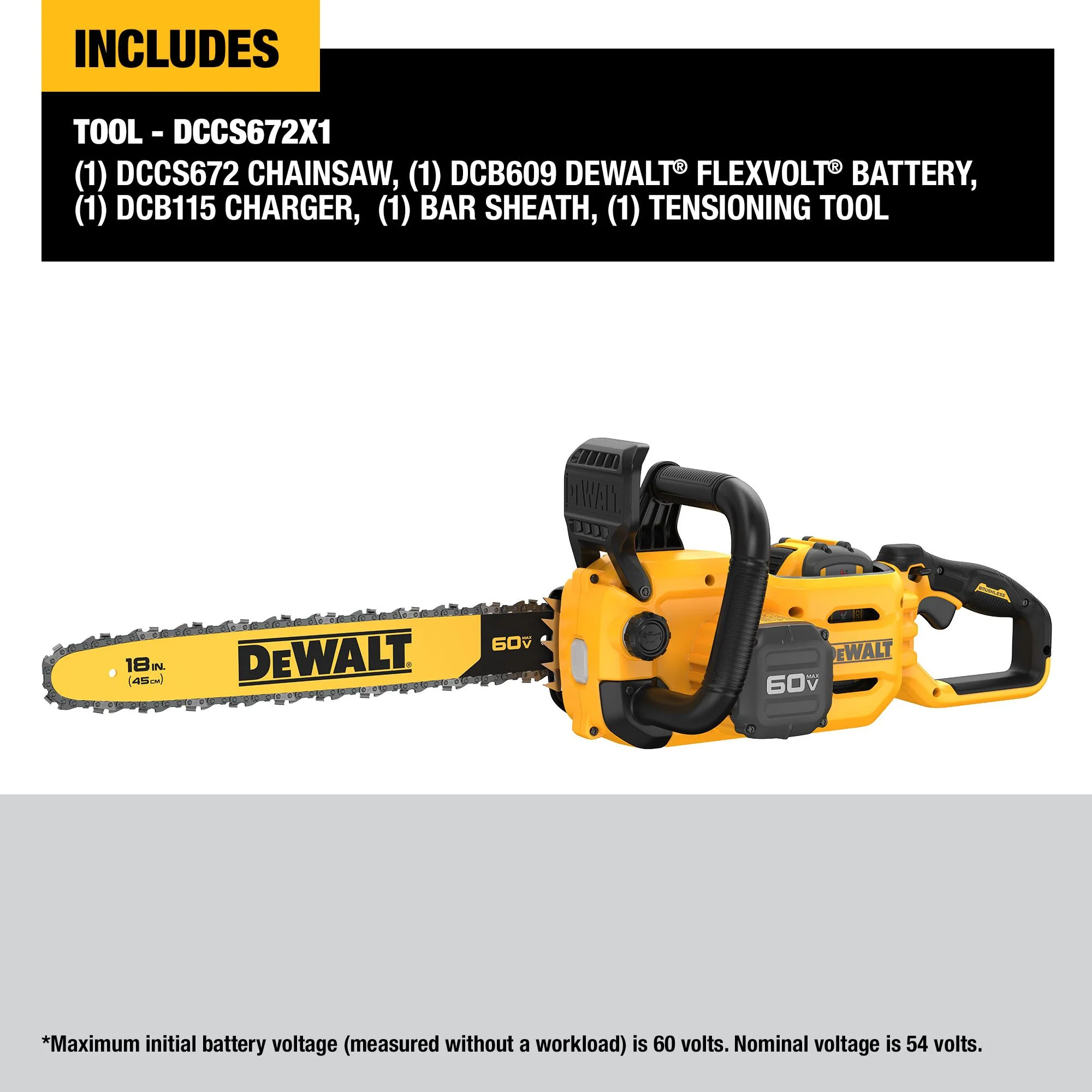 DeWalt 60V MAX FLEXVOLT 18" Chainsaw Kit - Image 7
