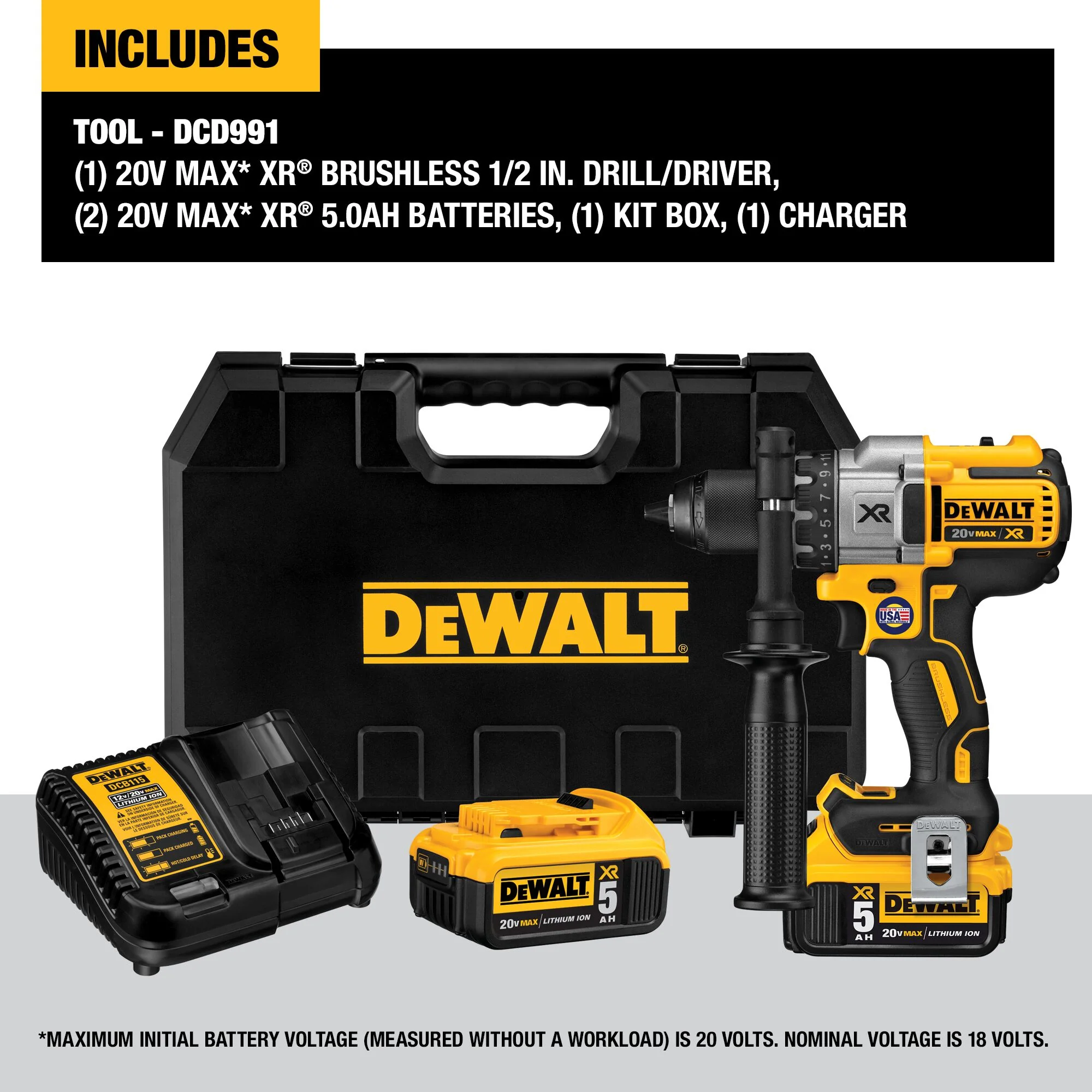 DeWalt 20V MAX XR® Cordless Brushless 3-Speed Drill/Driver Kit - Image 10