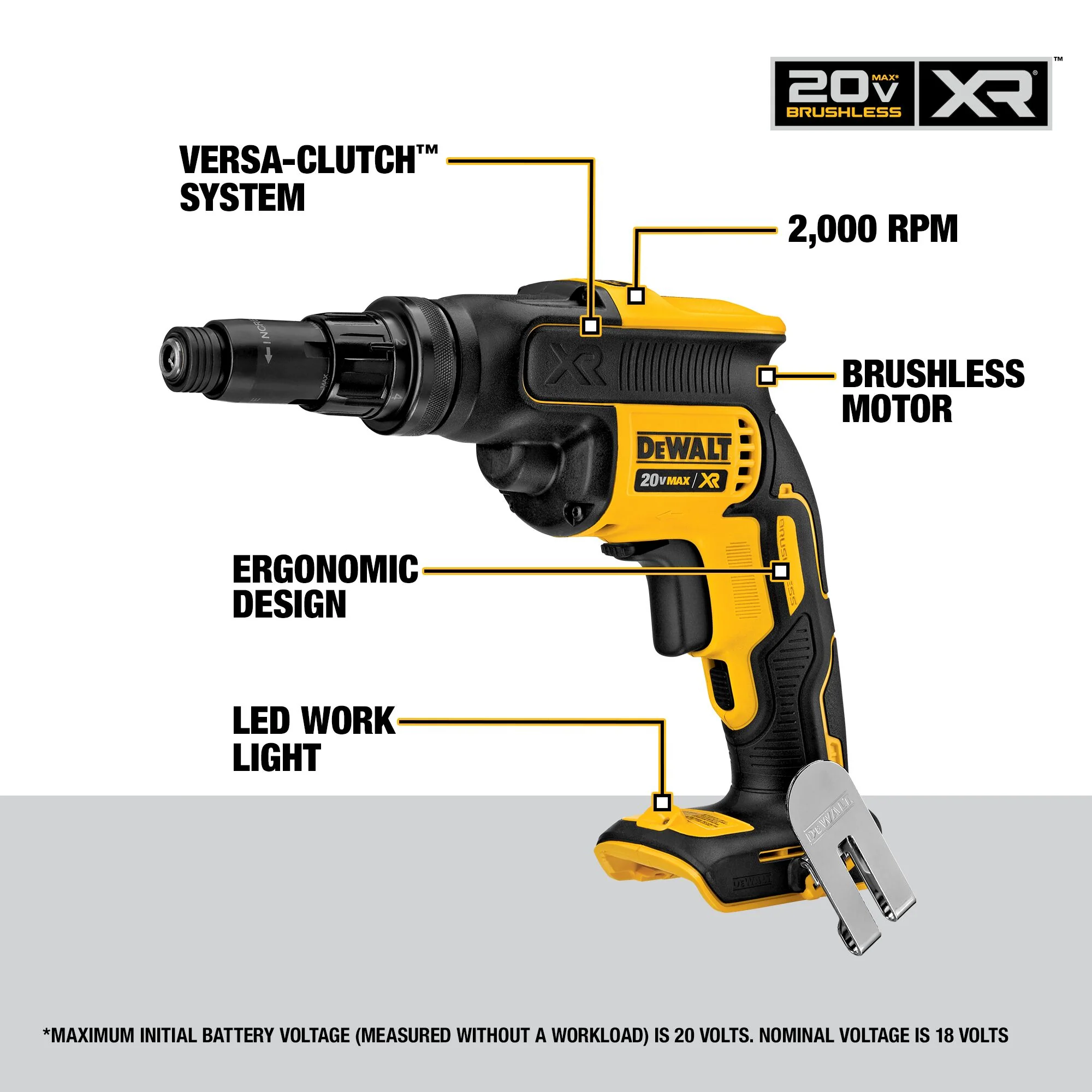 DeWalt 20V MAX XR® Versa-Clutch Adjustable Torque Screw Gun - Tool Only - Image 7