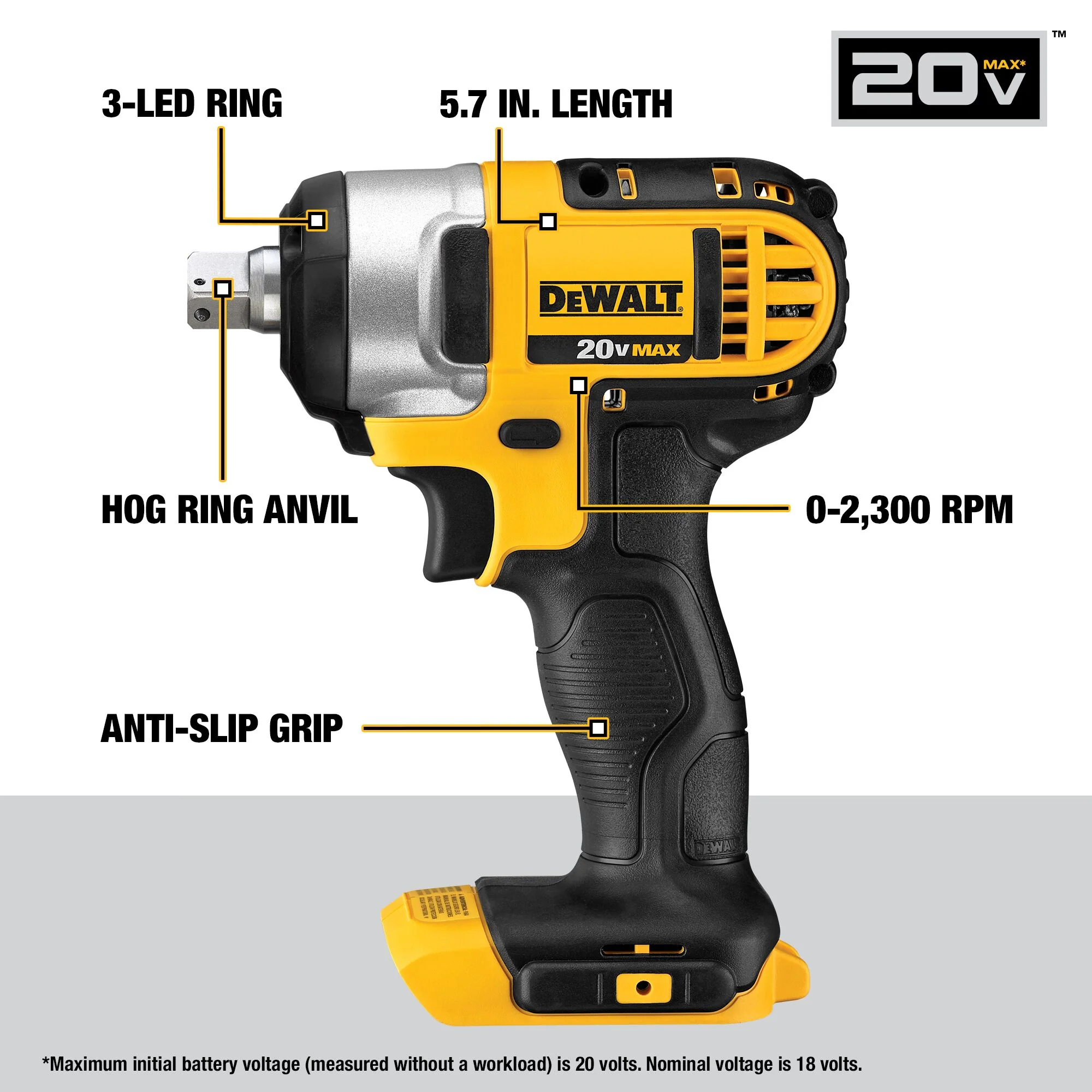 DeWalt 20V MAX 1/2" Impact Wrench - Tool Only - Image 6