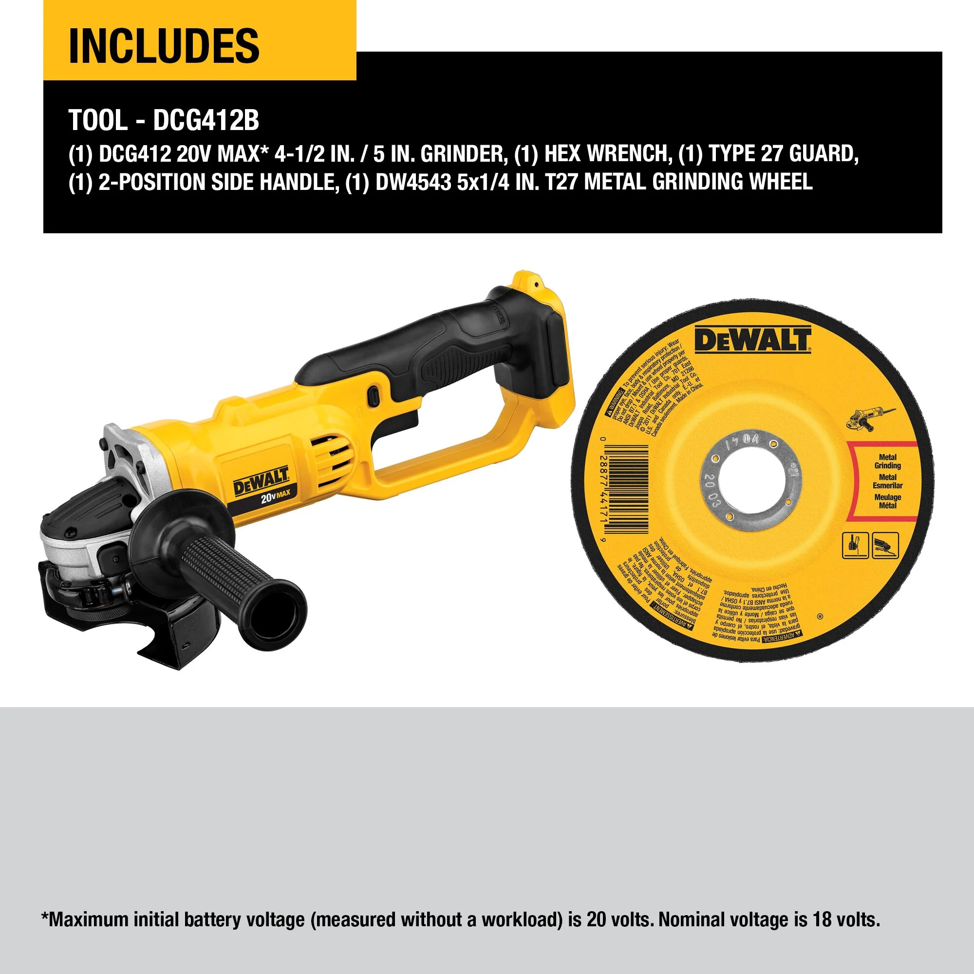 DeWalt 20V MAX 4-1/2" / 5'' Grinder - Tool Only - Image 5