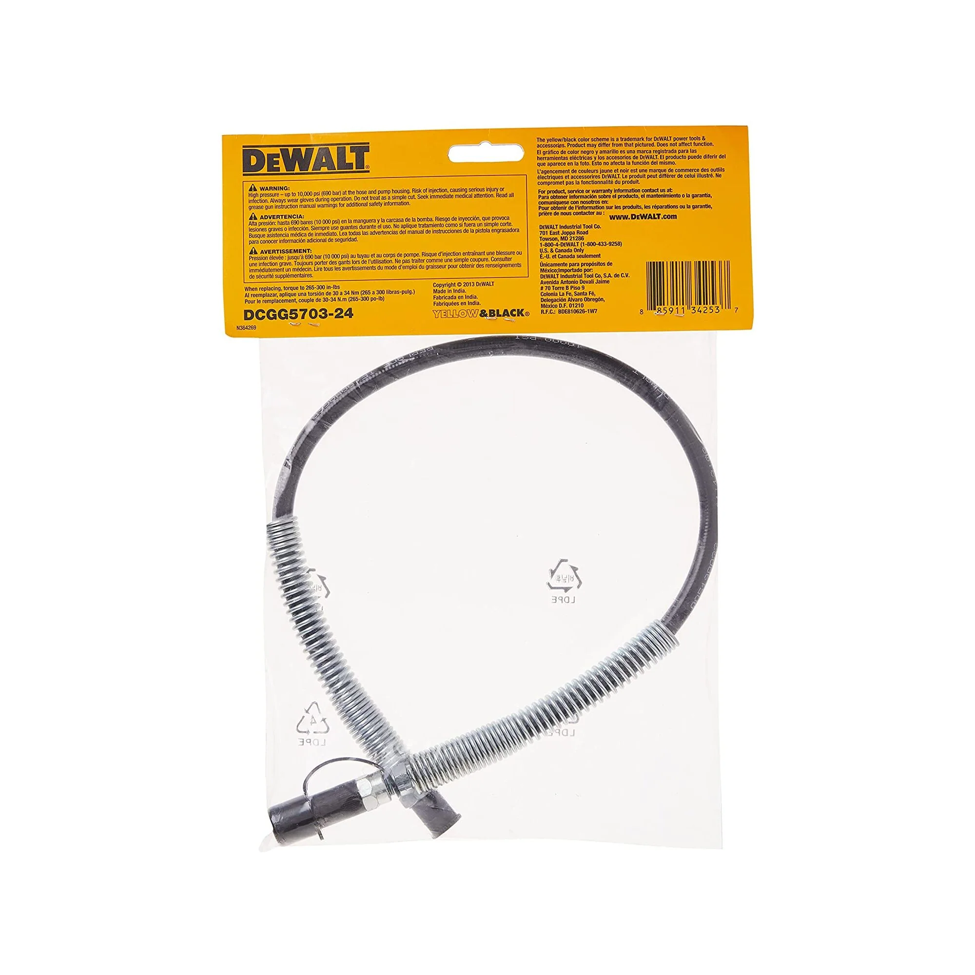 DeWalt 1/8" NPT Grease Gun Hose - 24" - Image 5