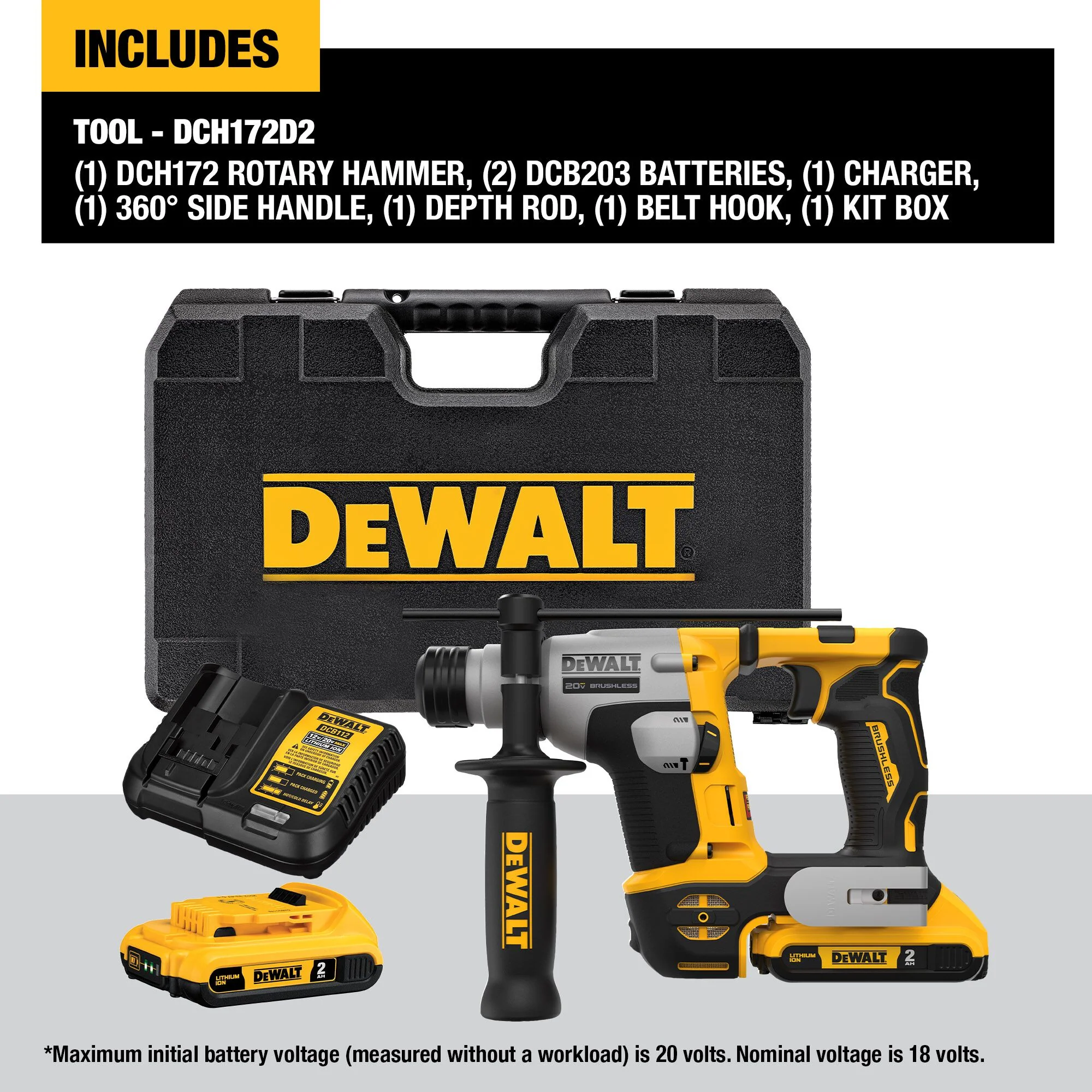 DeWalt ATOMIC™ 20V MAX 5/8" Brushless SDS Plus Rotary Hammer Kit - Image 17