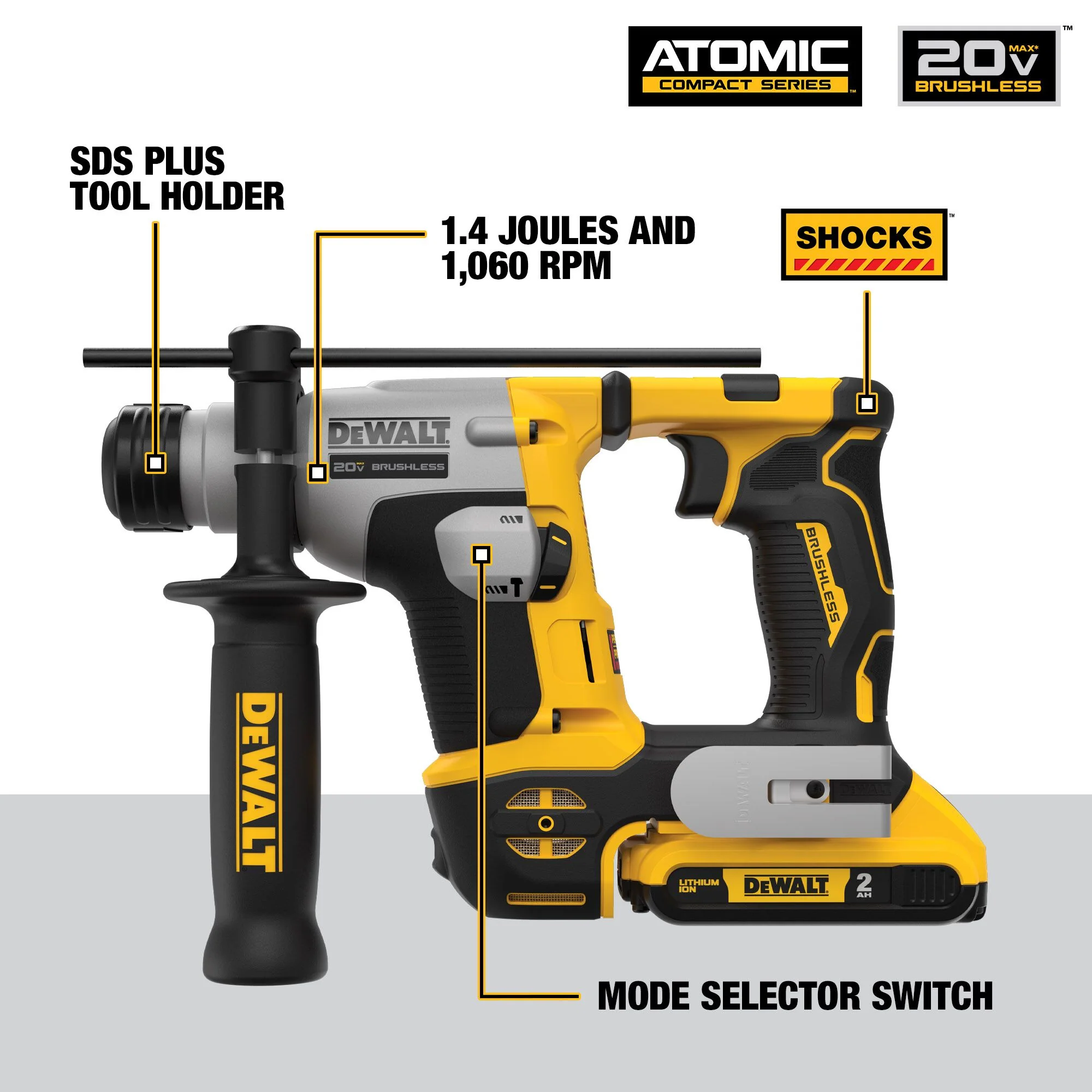DeWalt ATOMIC™ 20V MAX 5/8" Brushless SDS Plus Rotary Hammer Kit - Image 18