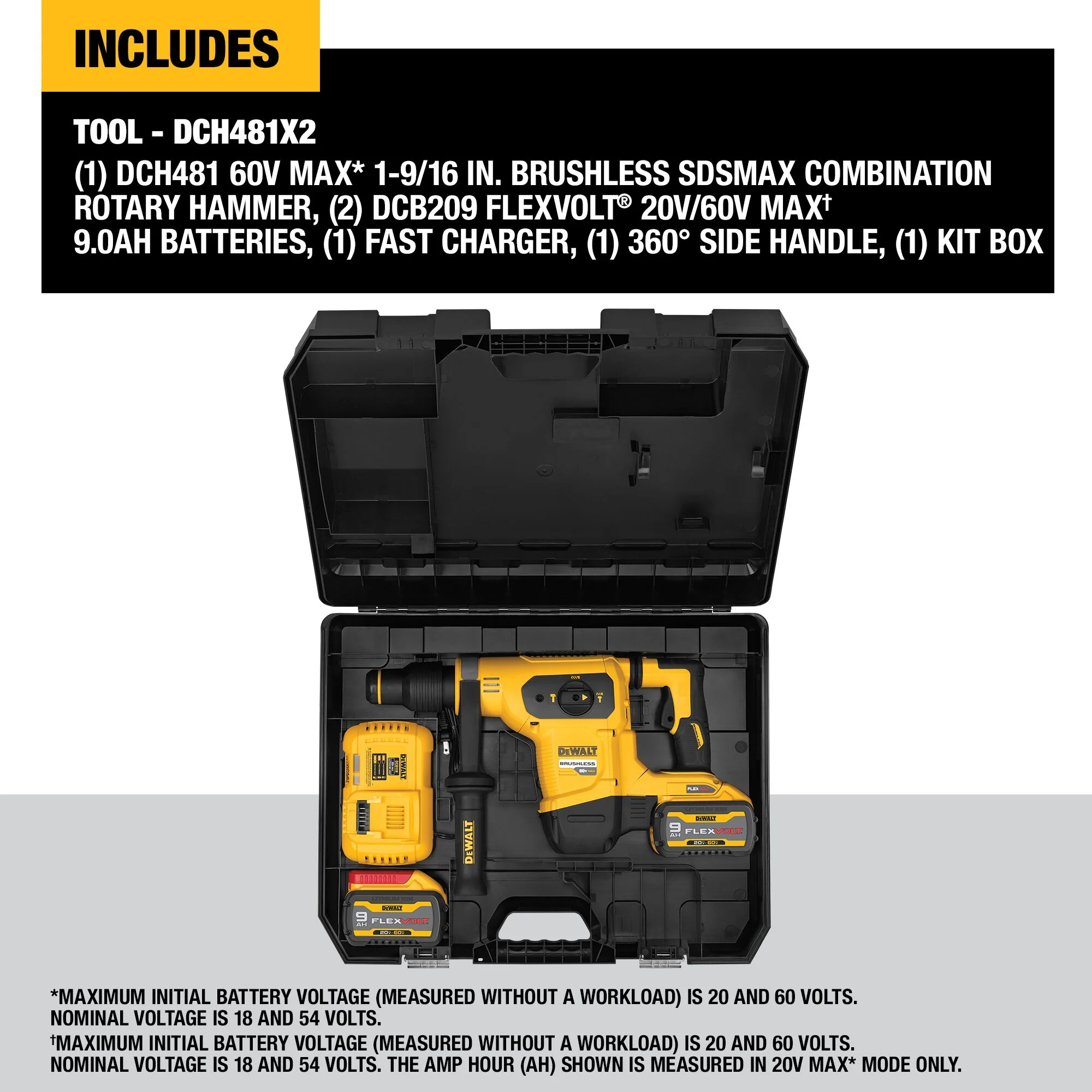 DeWalt 60V MAX 1-9/16" Brushless SDS MAX Combination Rotary Hammer Kit - Image 14