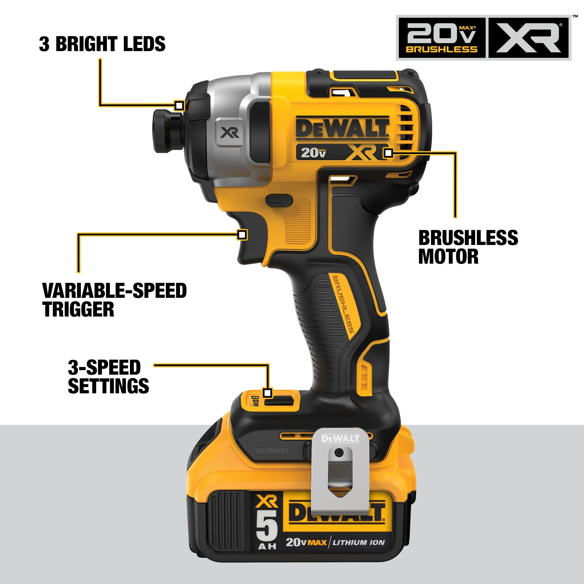 DeWalt 20V FLEXVOLT ADVANTAGE Hammer/Impact Drill Kit - 2 x 5.0Ah - Image 4